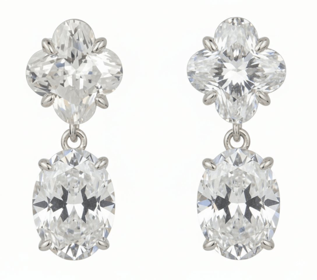 Crystal Clover Drop Earrings by Natkina