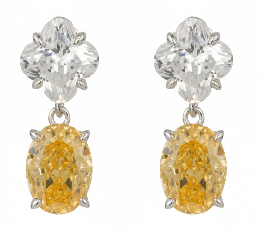 Crystal Clover Drop Earrings by Natkina