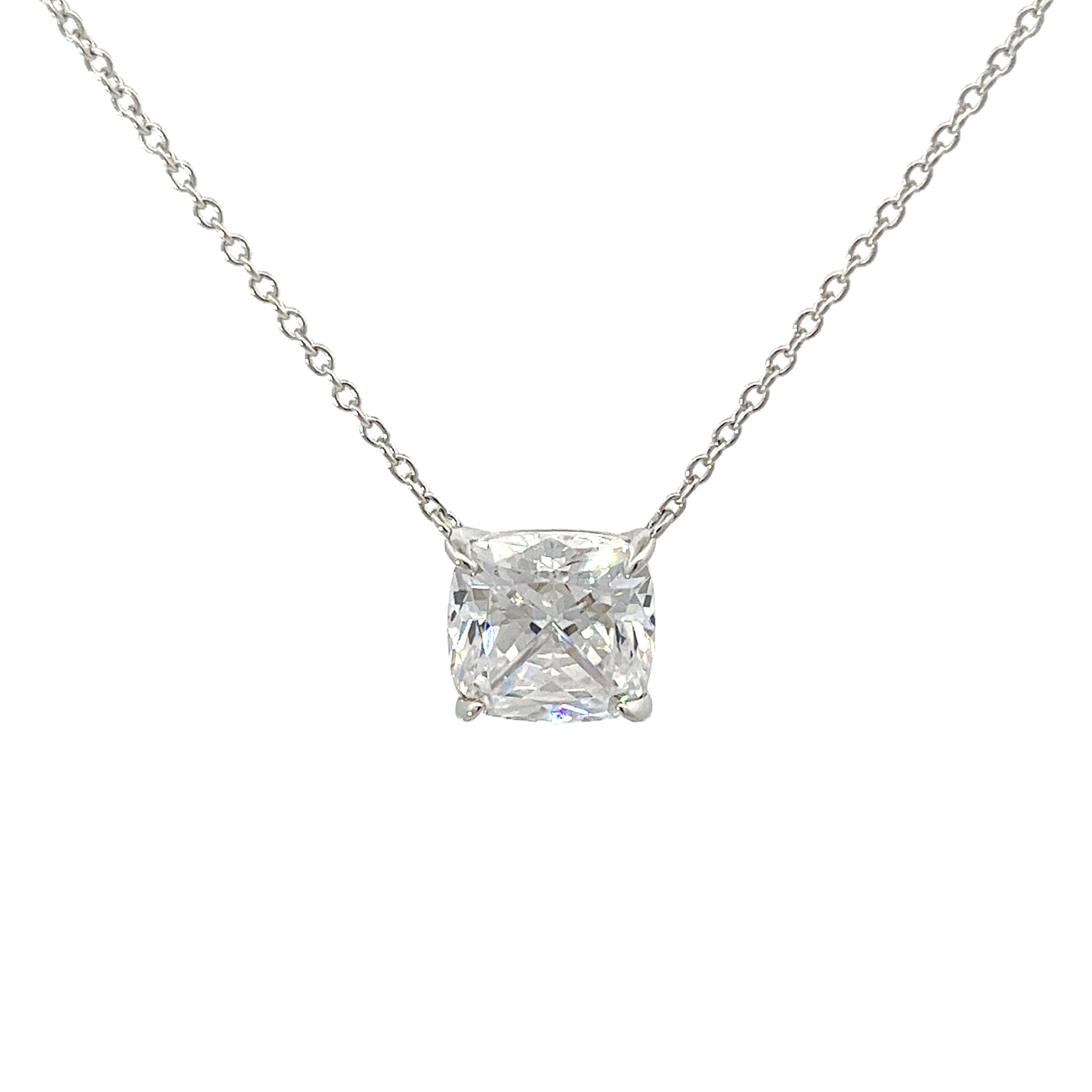 Cushion Cut Classic Diamond Silver Necklace by Natkina