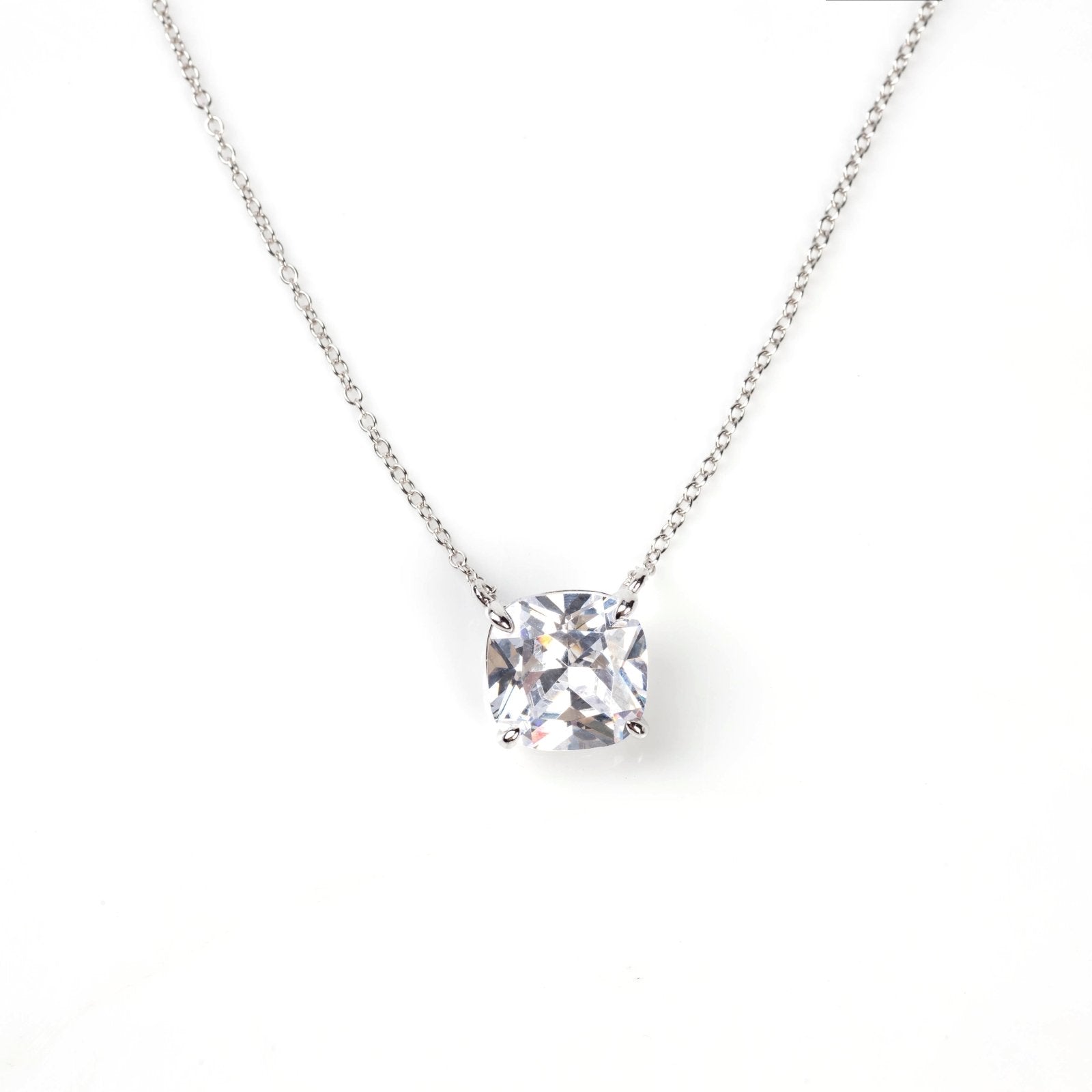 Cushion Cut Classic Diamond Silver Necklace by Natkina