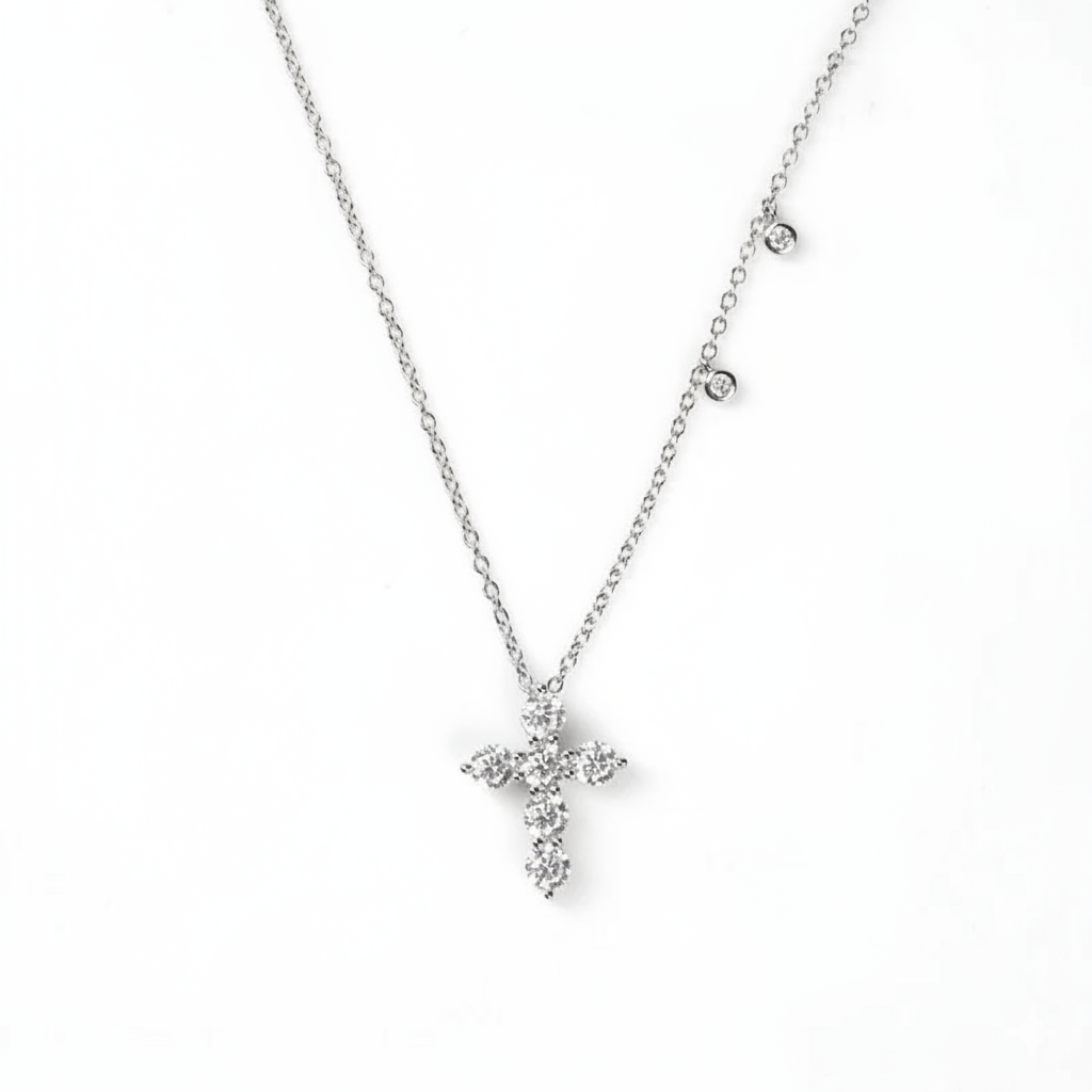 Daily White Cross Necklace 14.5 mm by Natkina