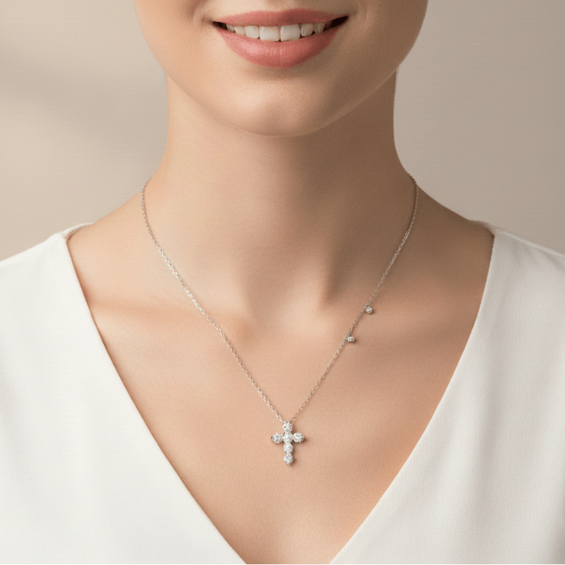 Daily White Cross Necklace 14.5 mm by Natkina