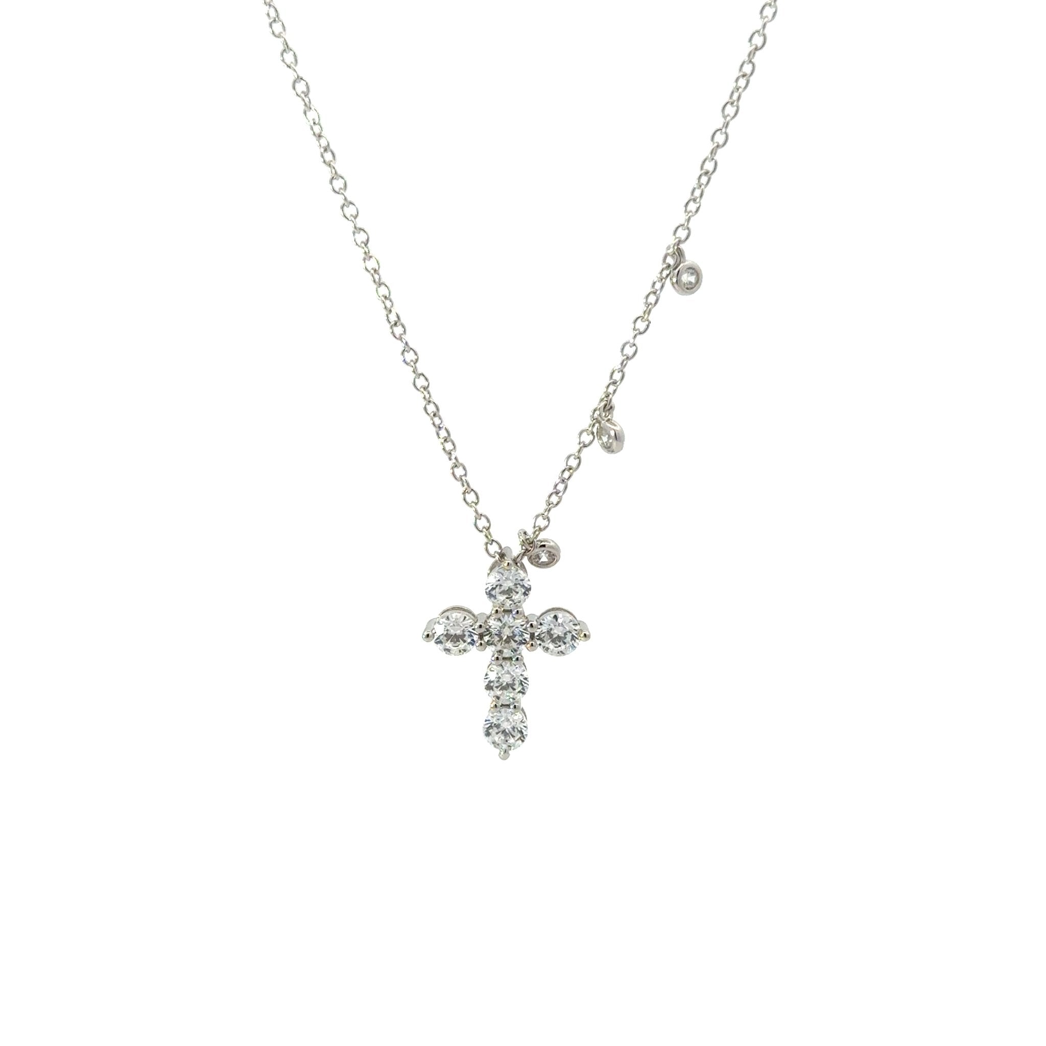 Daily White CZ Silver 14.5 mm Cross Necklace by Natkina