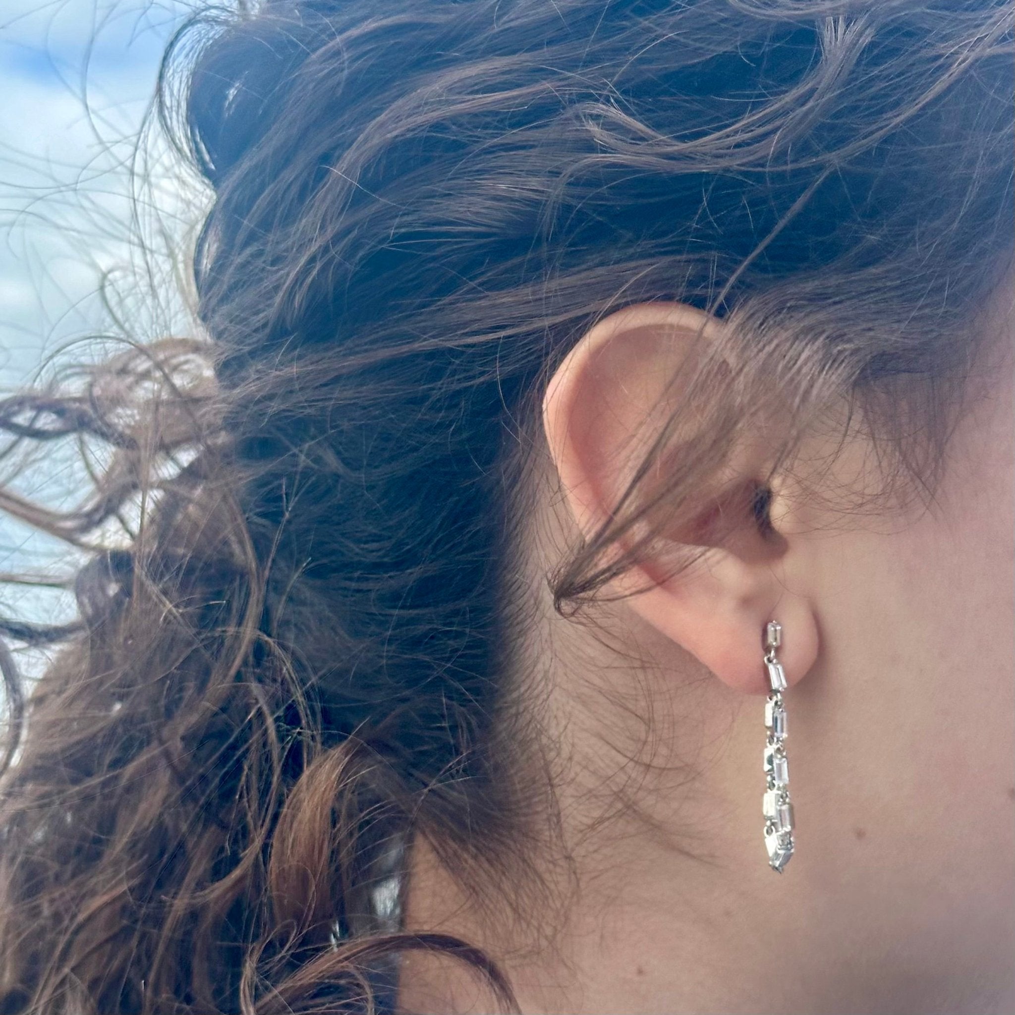 Dangle Double Silver Earrings by Natkina