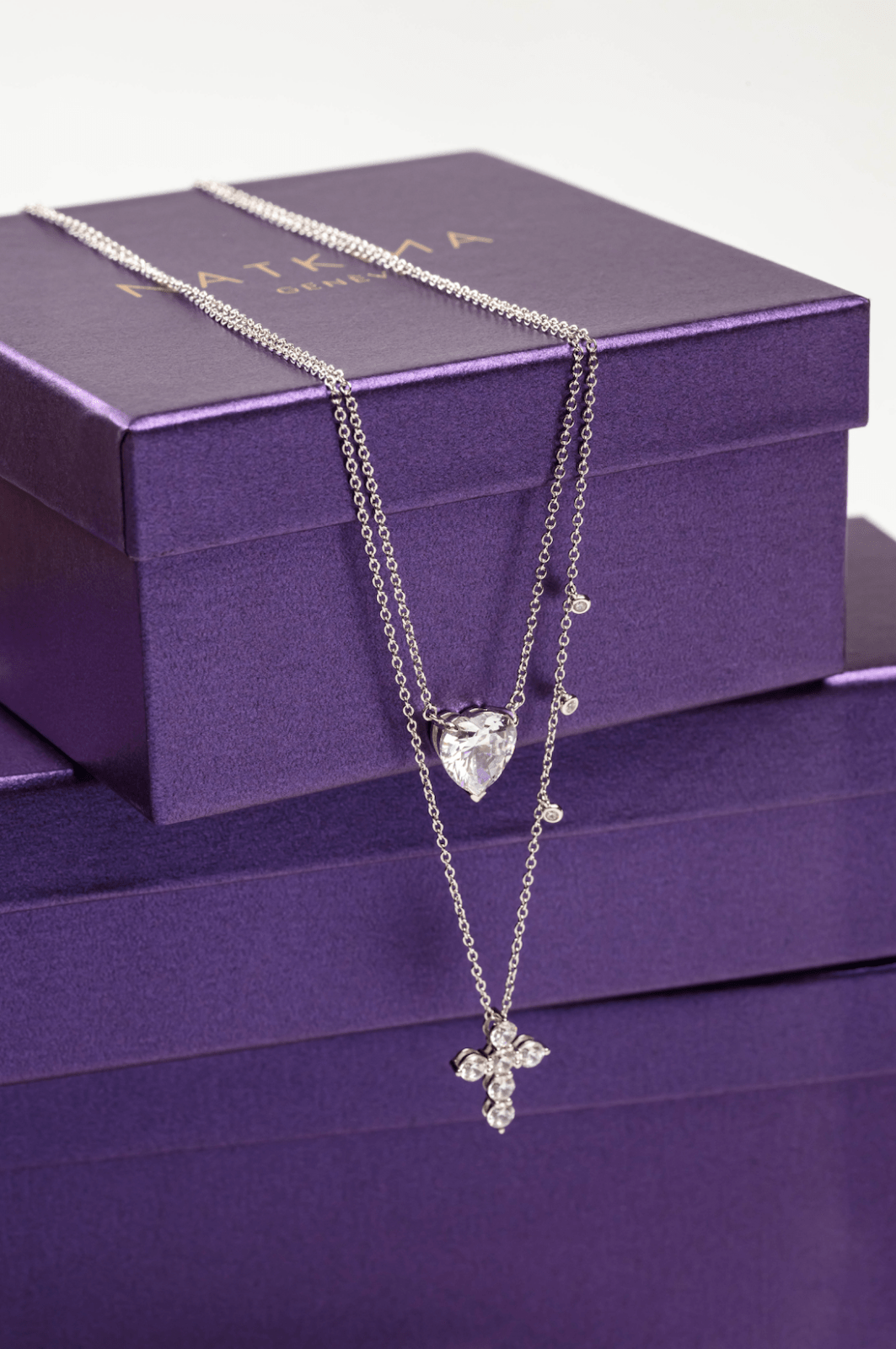 Diamond Alternative Heart Silver Necklace by Natkina