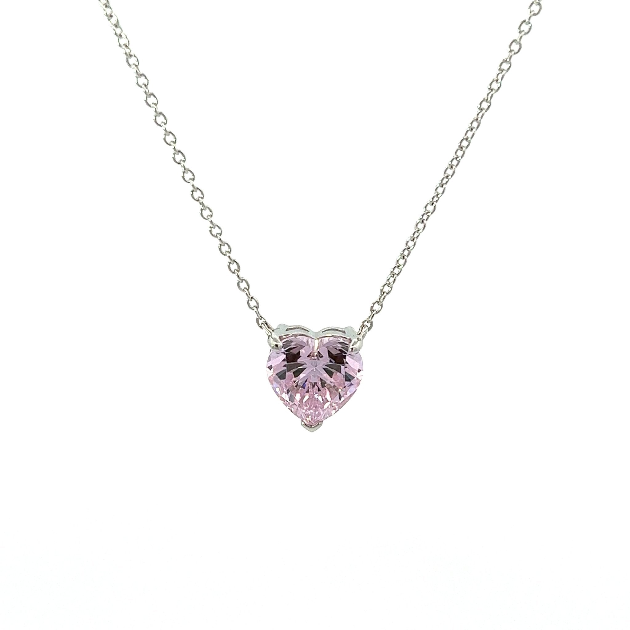 Diamond Alternative Heart Silver Necklace by Natkina