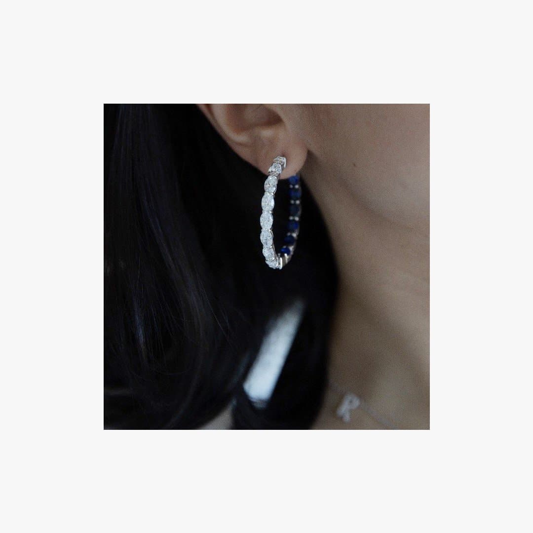 Diamond Alternative Hoop Silver Earrings by Natkina