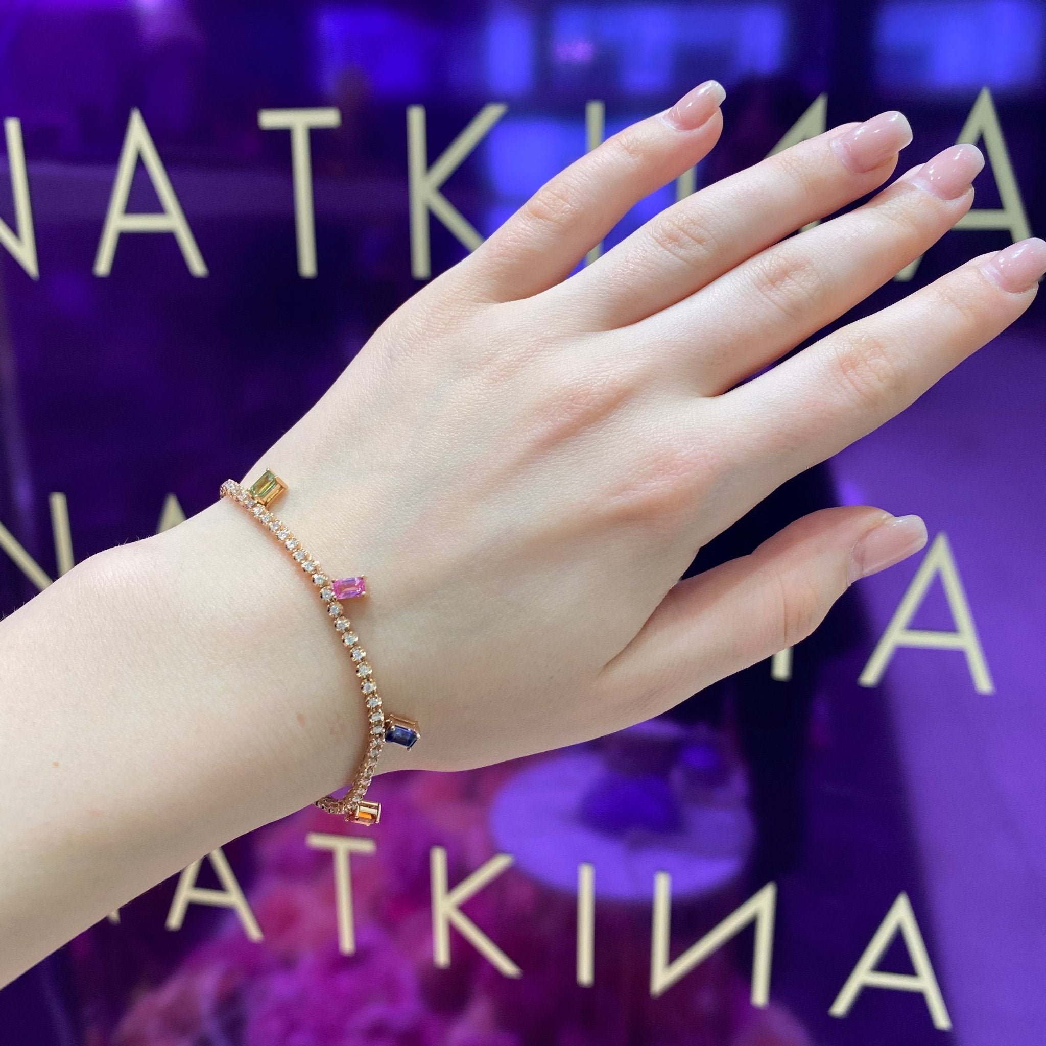 Diamond Multi Sapphire Tennis BRACELET 18K Rose Gold For Her by Natkina