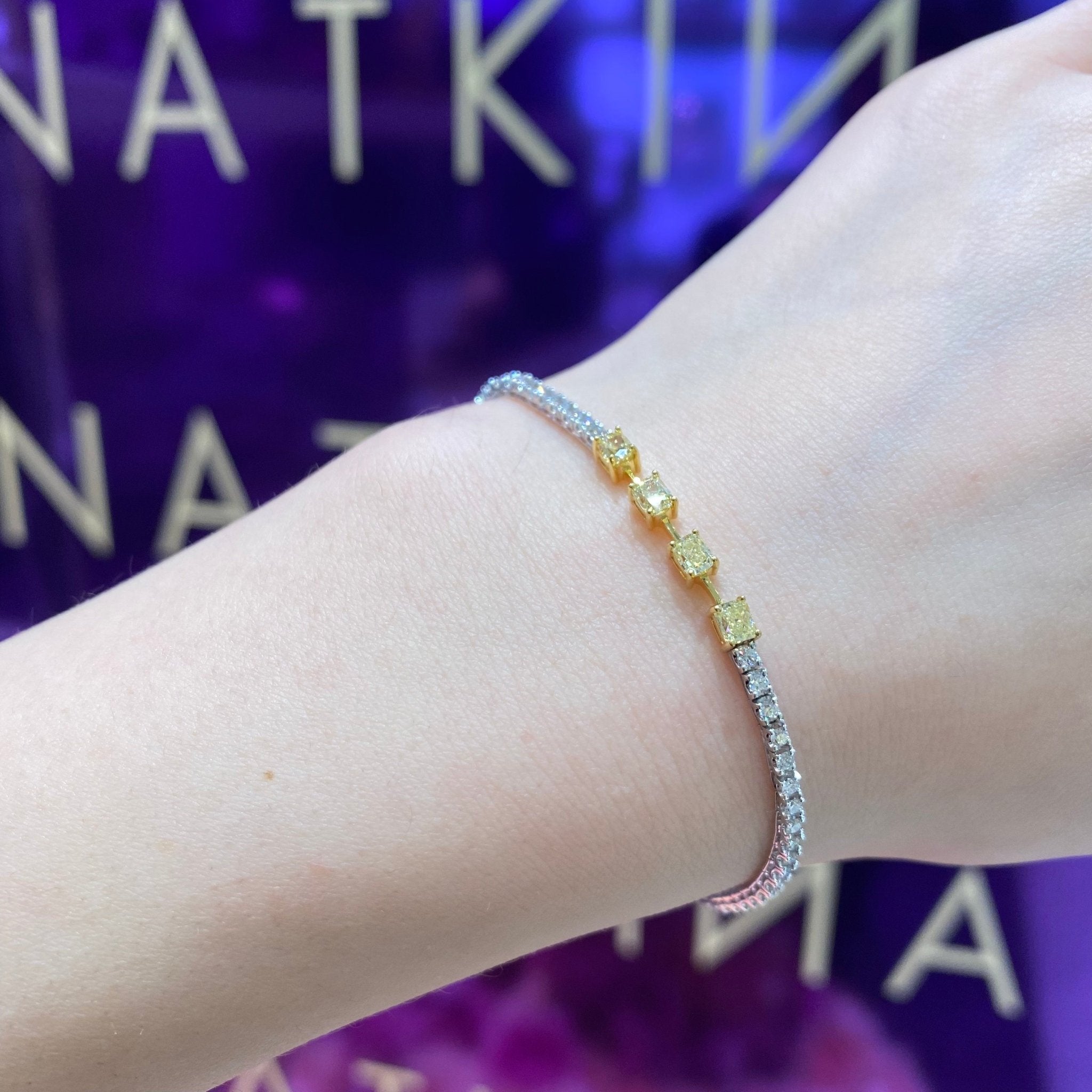 Diamond Tennis BRACELET 18K White Yellow Gold by Natkina