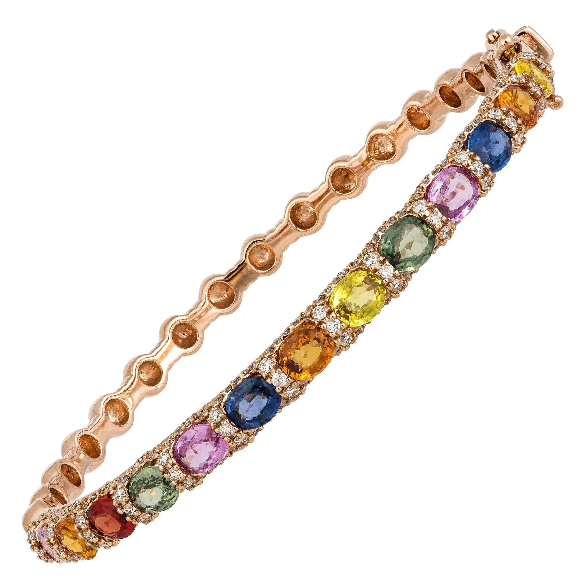 Diamond Tennis Multi Sapphire Bracelet 18K Rose Gold For Her by Natkina