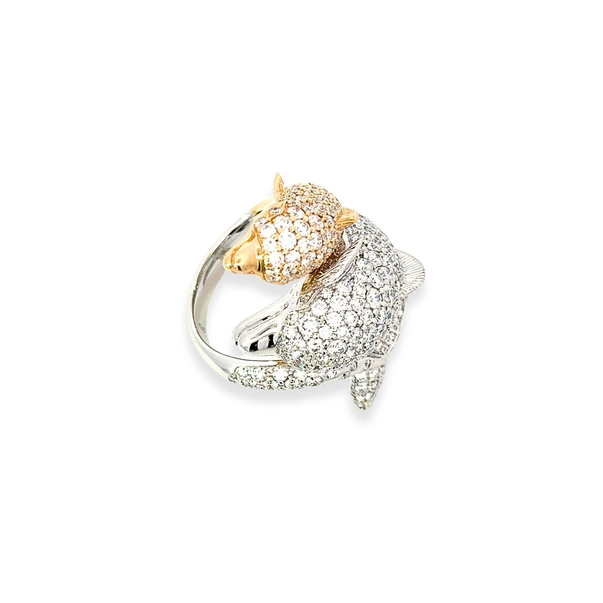 Dolphin Diamond White 18K Gold Exclusive Ring by Natkina