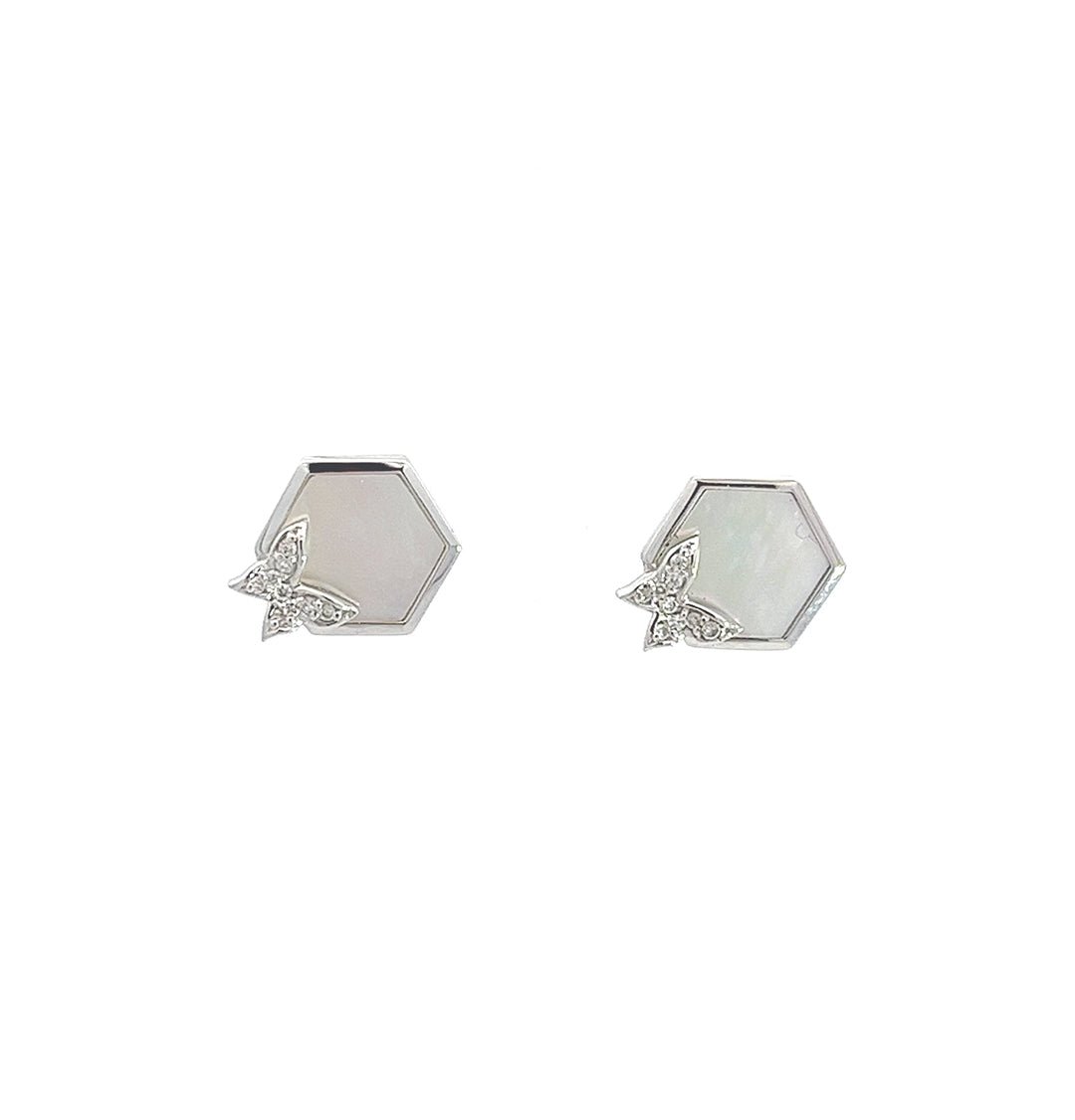 Eternelle Earrings Diamond Mother of Pearl White Gold by Natkina
