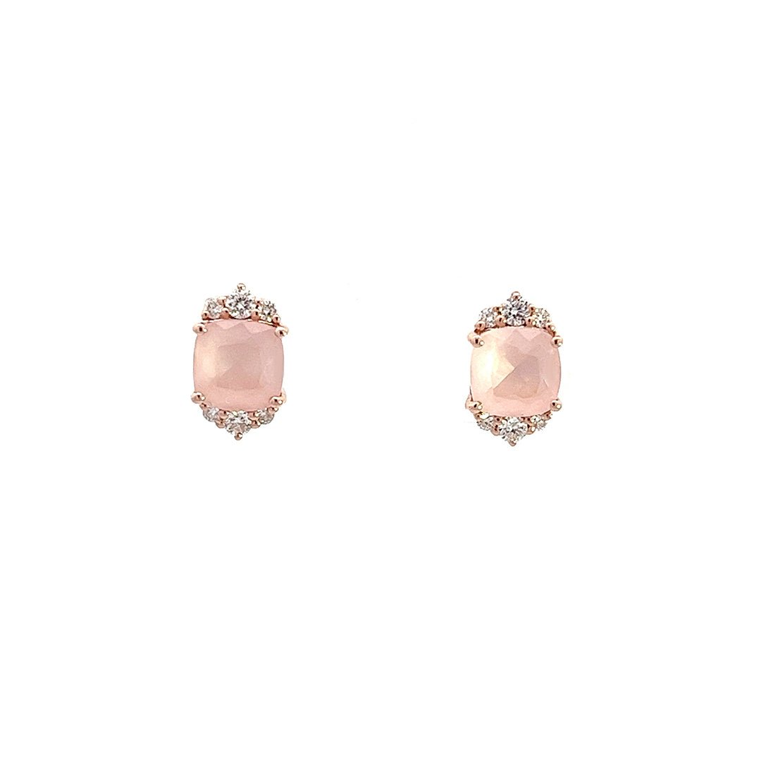Eternelle Earrings Diamond Pink Quartz Rose Gold by Natkina