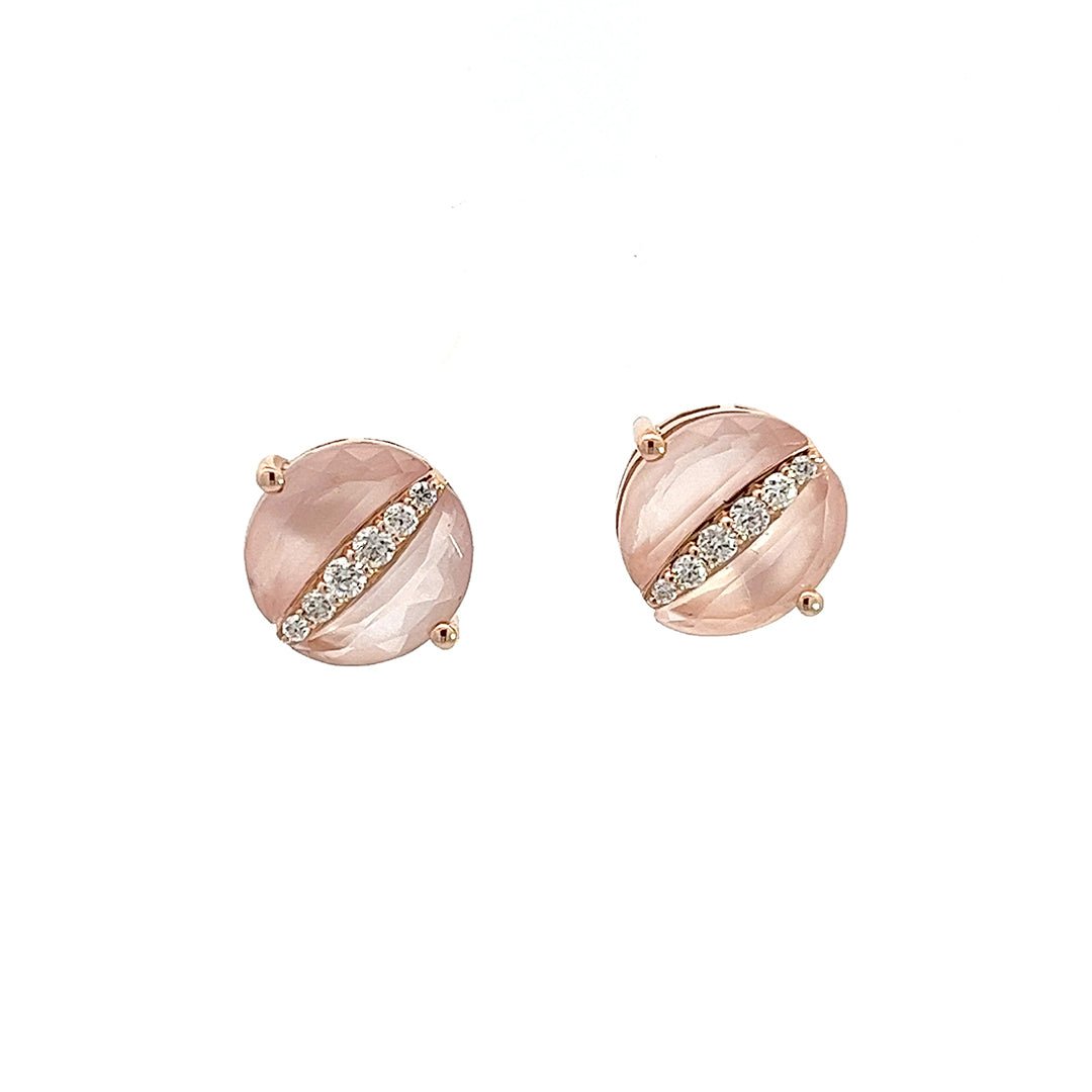 Eternelle Earrings Diamond Pink Quartz Rose Gold by Natkina