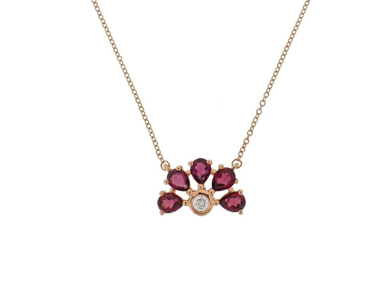 An image depicting Eternelle Necklace Garnet Diamond Rose Gold