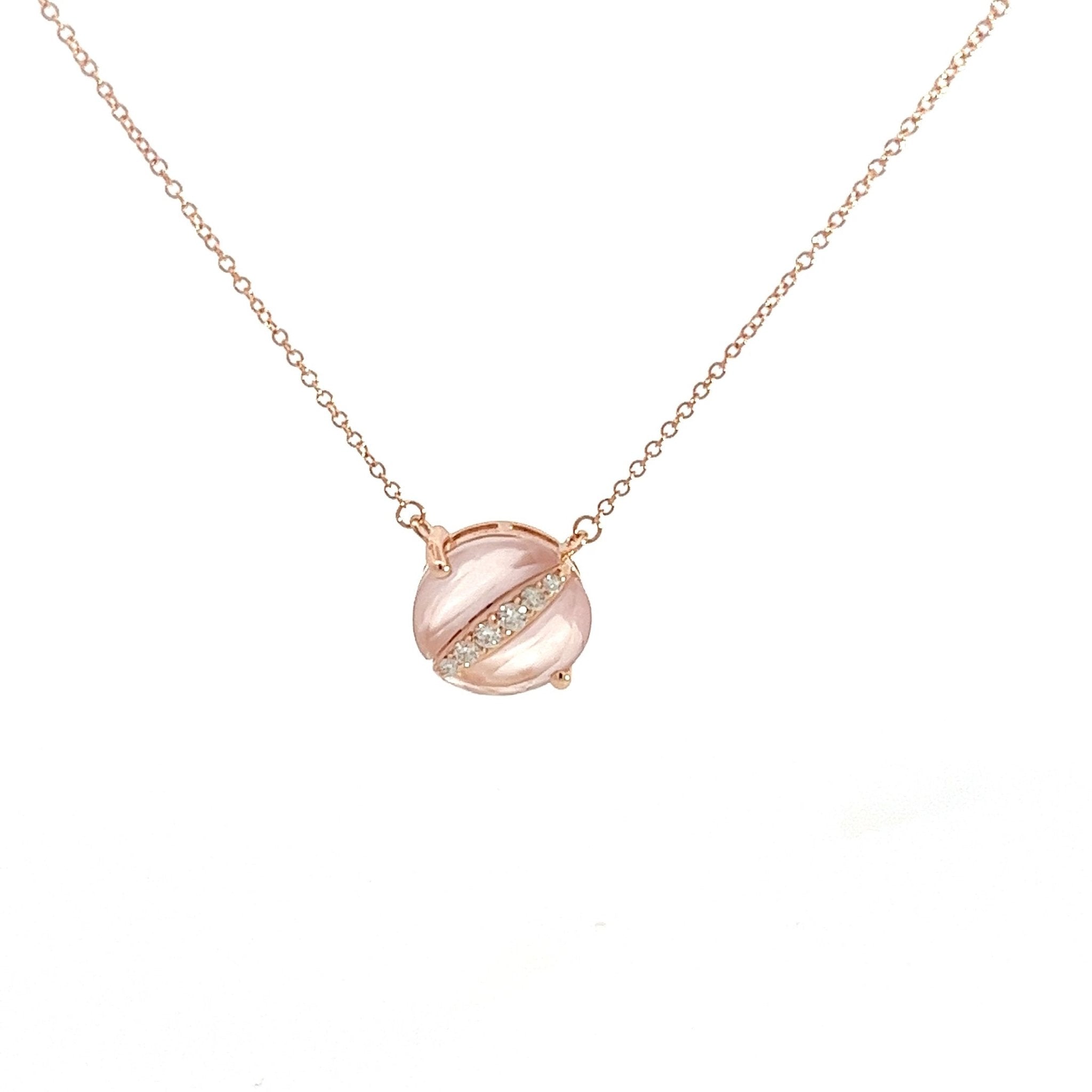 Eternelle Necklace Pink Quartz Diamond Rose Gold by Natkina