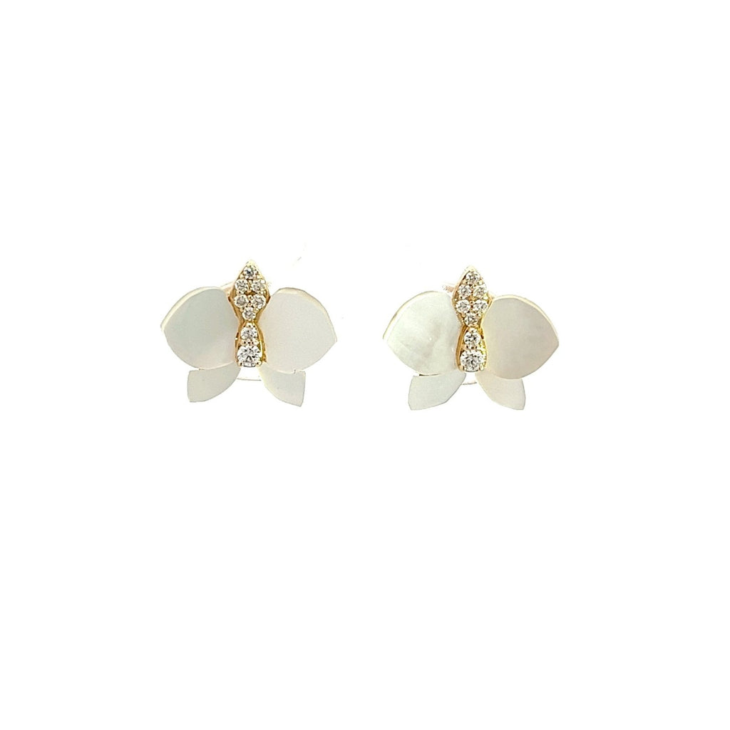 Eternelle Orchid Earrings Mother Pearl Diamond Yellow Gold