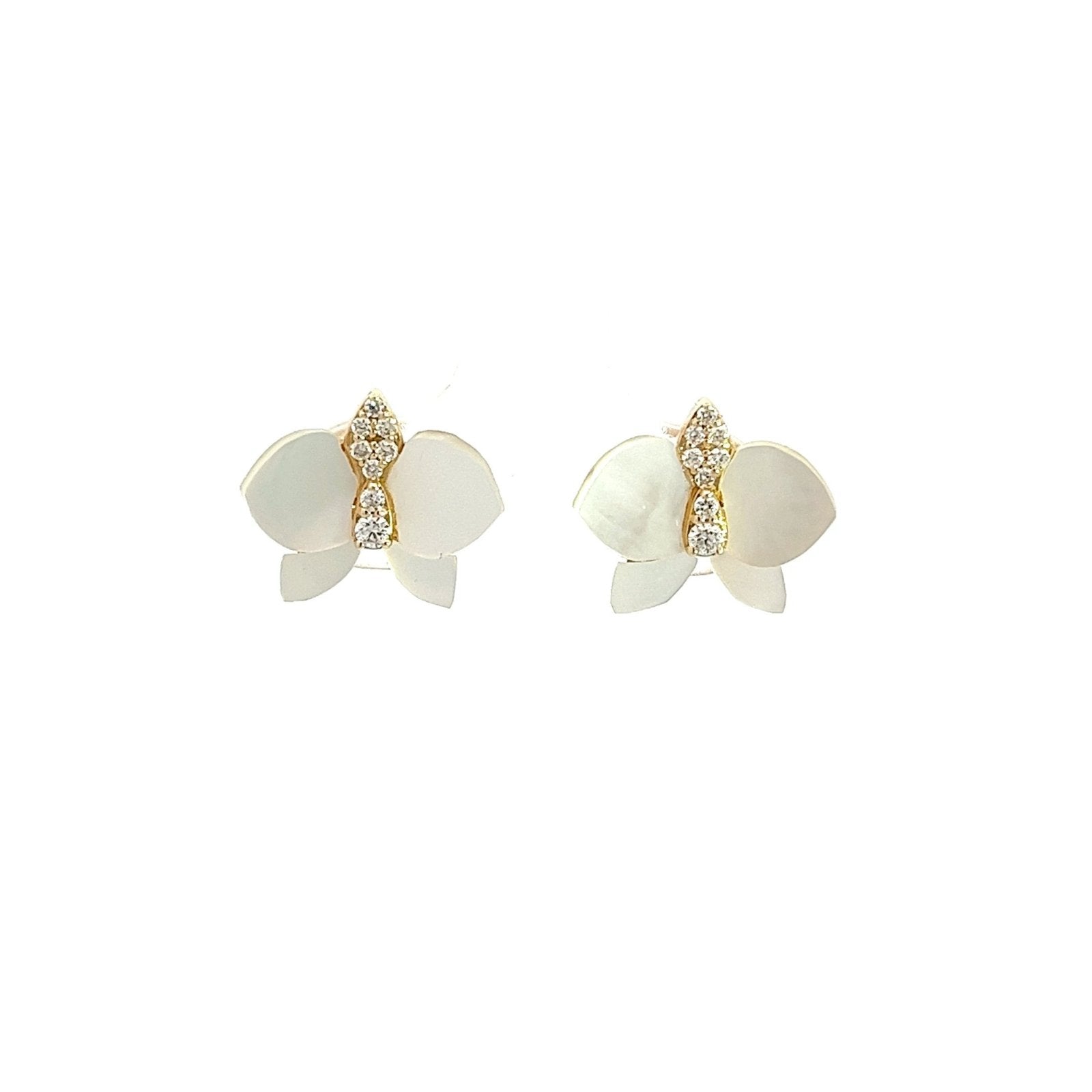 Eternelle Orchid Earrings Mother of Pearl Yellow Gold by Natkina