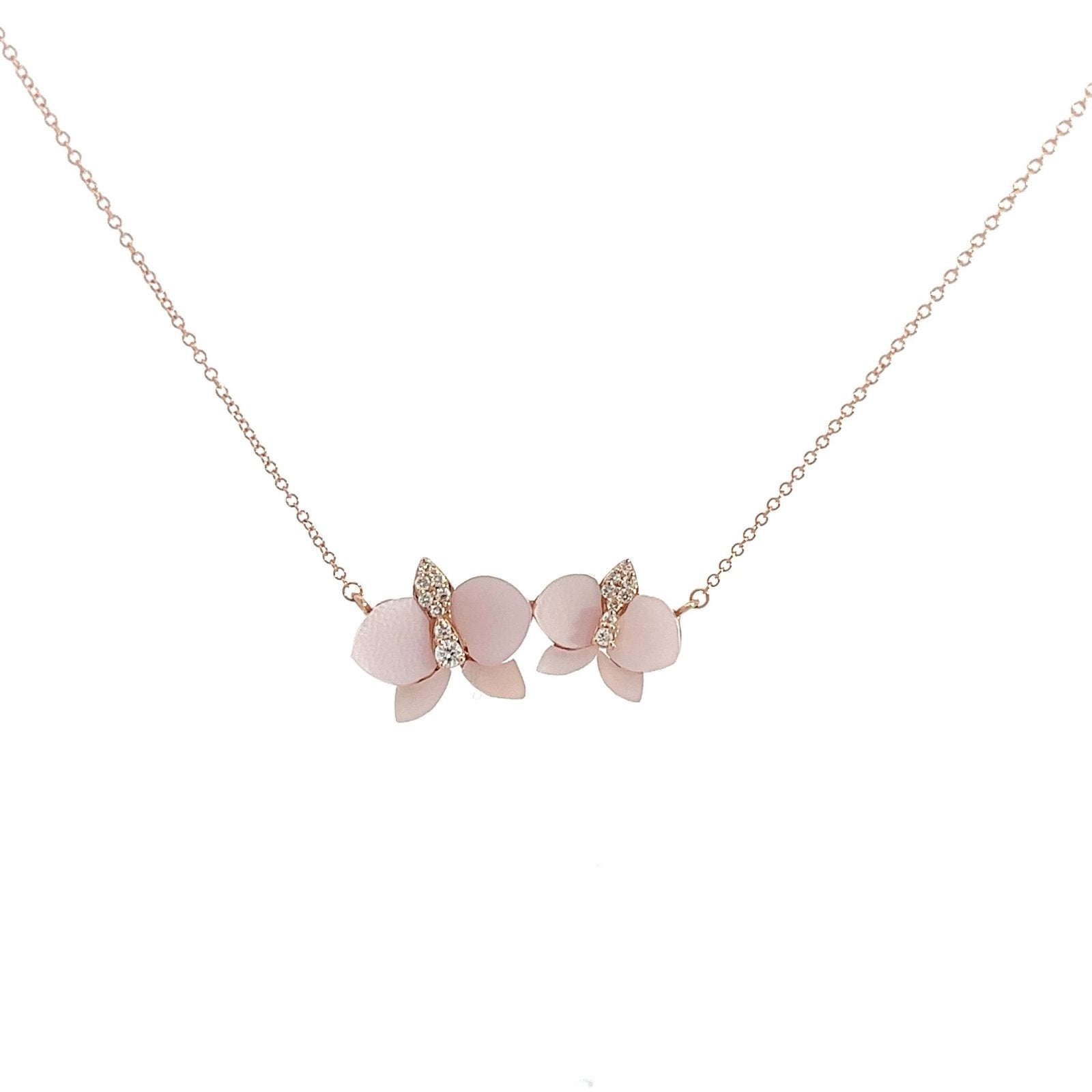 Eternelle Orchid Necklace Mother of Pearl Diamond Rose Gold by Natkina