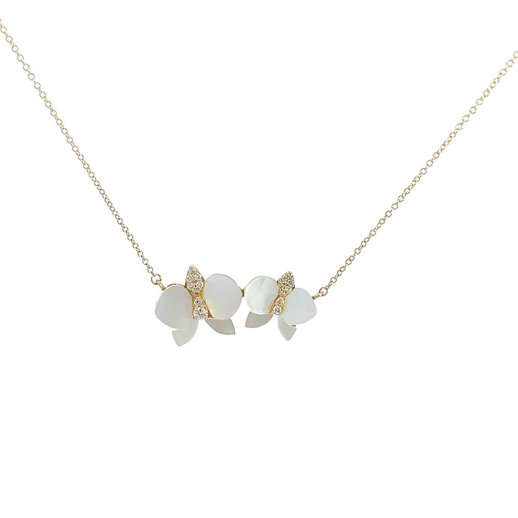 Eternelle Orchid Necklace Mother Pearl Diamond Yellow Gold