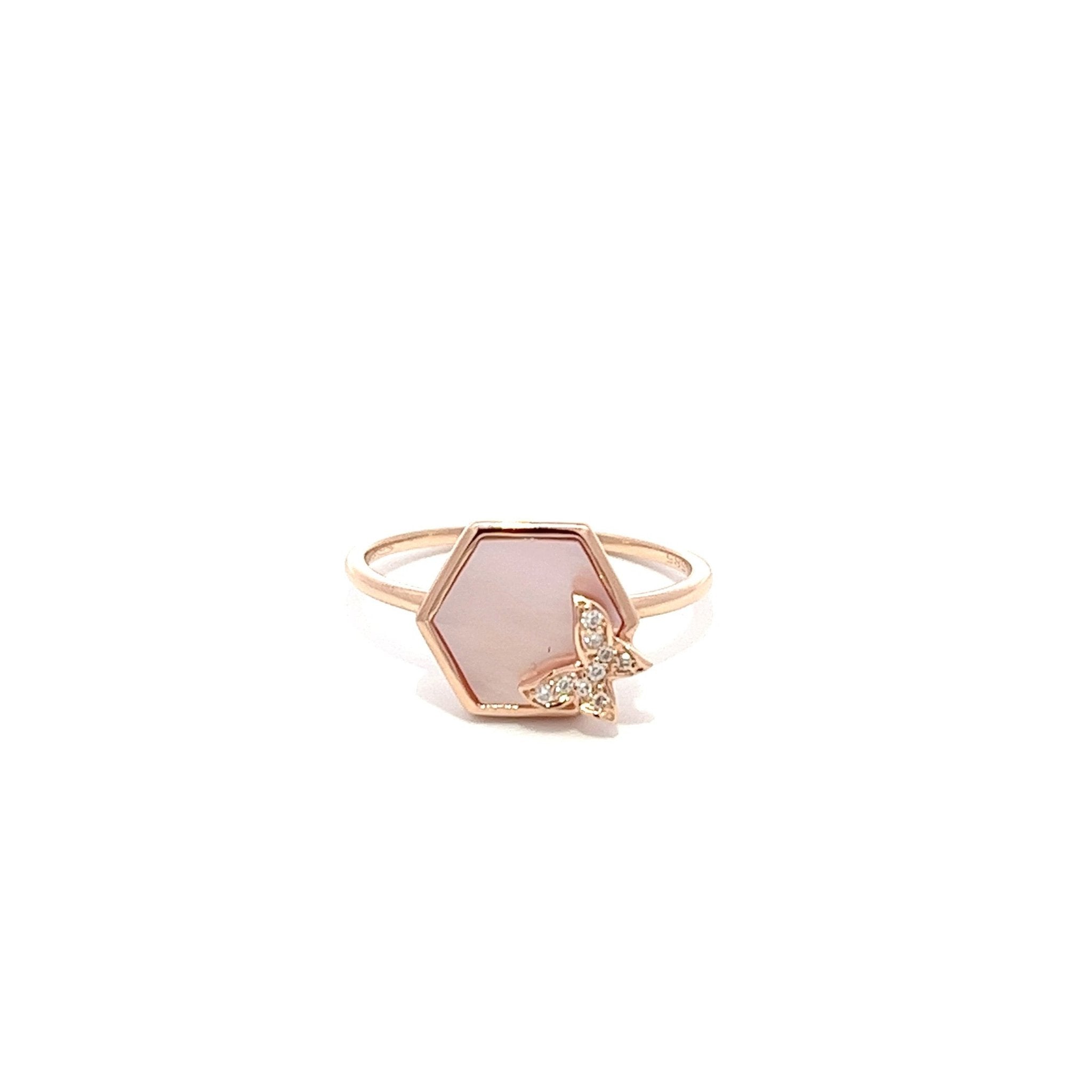 Eternelle Ring Diamond Pink Mother of Pearl Rose Gold by Natkina