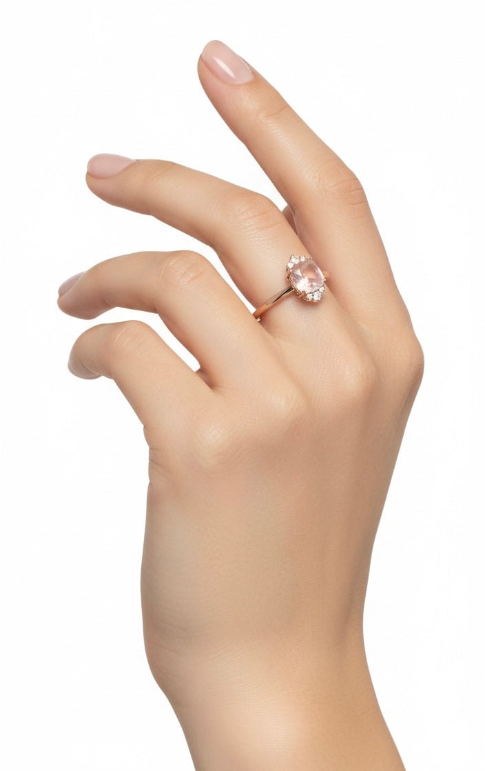 Eternelle Ring Diamond Pink Quartz Rose Gold by Natkina