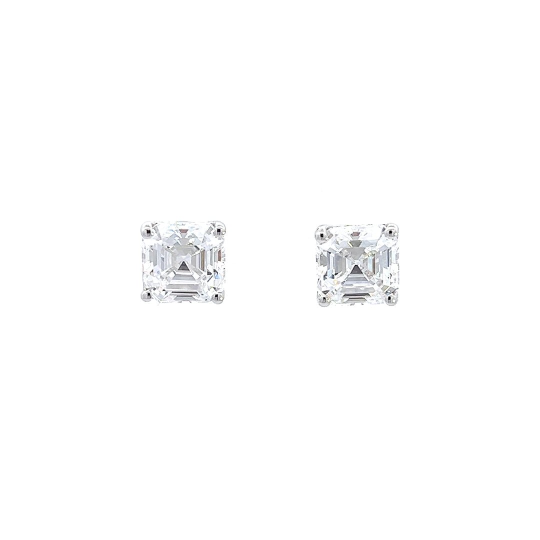 Fine Asscher Cut Silver Stud Earrings 8x8 mm by Natkina