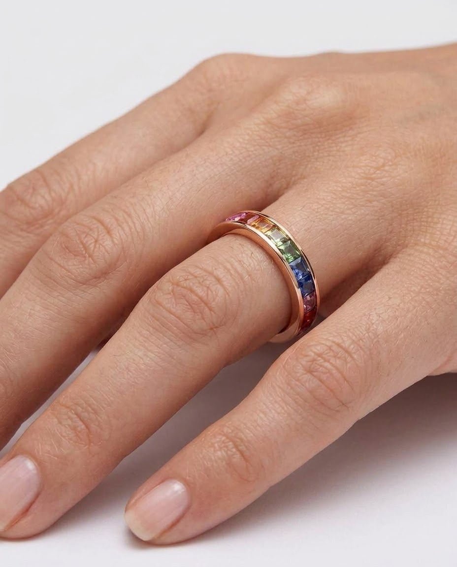 Fine Rainbow Eternity Band Ring by Natkina