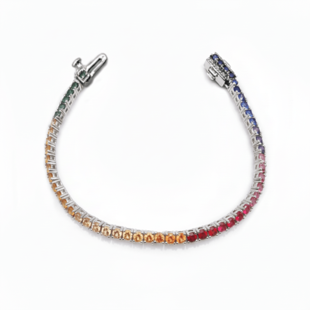Fine Rainbow Tennis Bracelet by Natkina