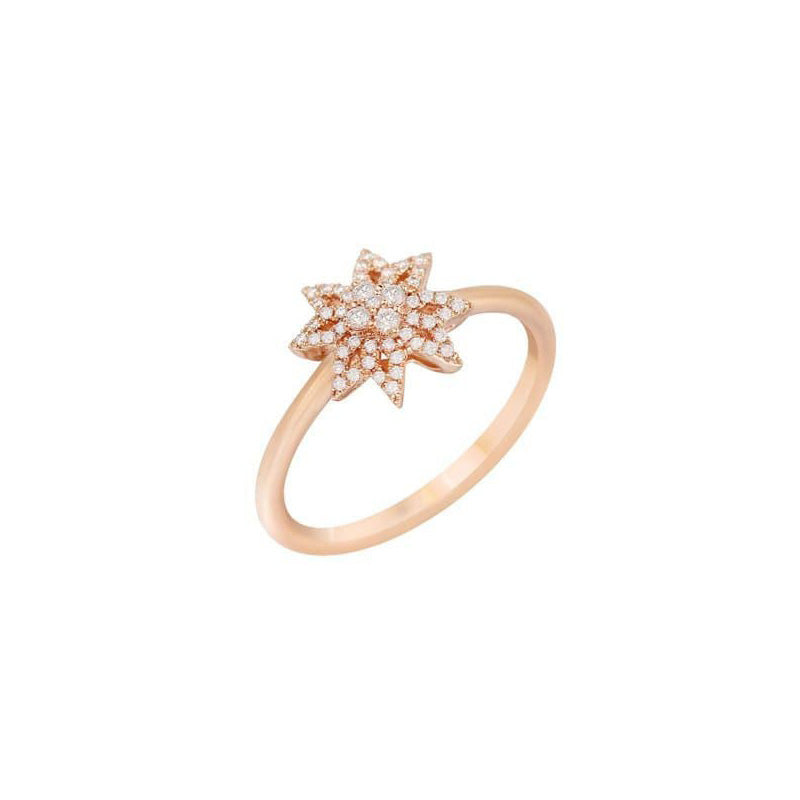 Flower Diamond Pink Gold Ring