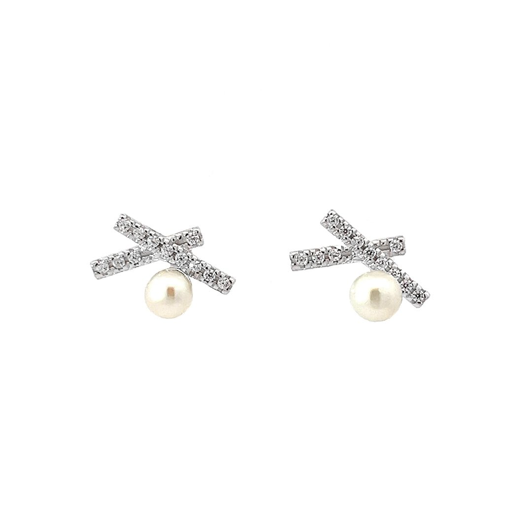Geometry Baby Pearl Chaos Studs Earrings by Natkina