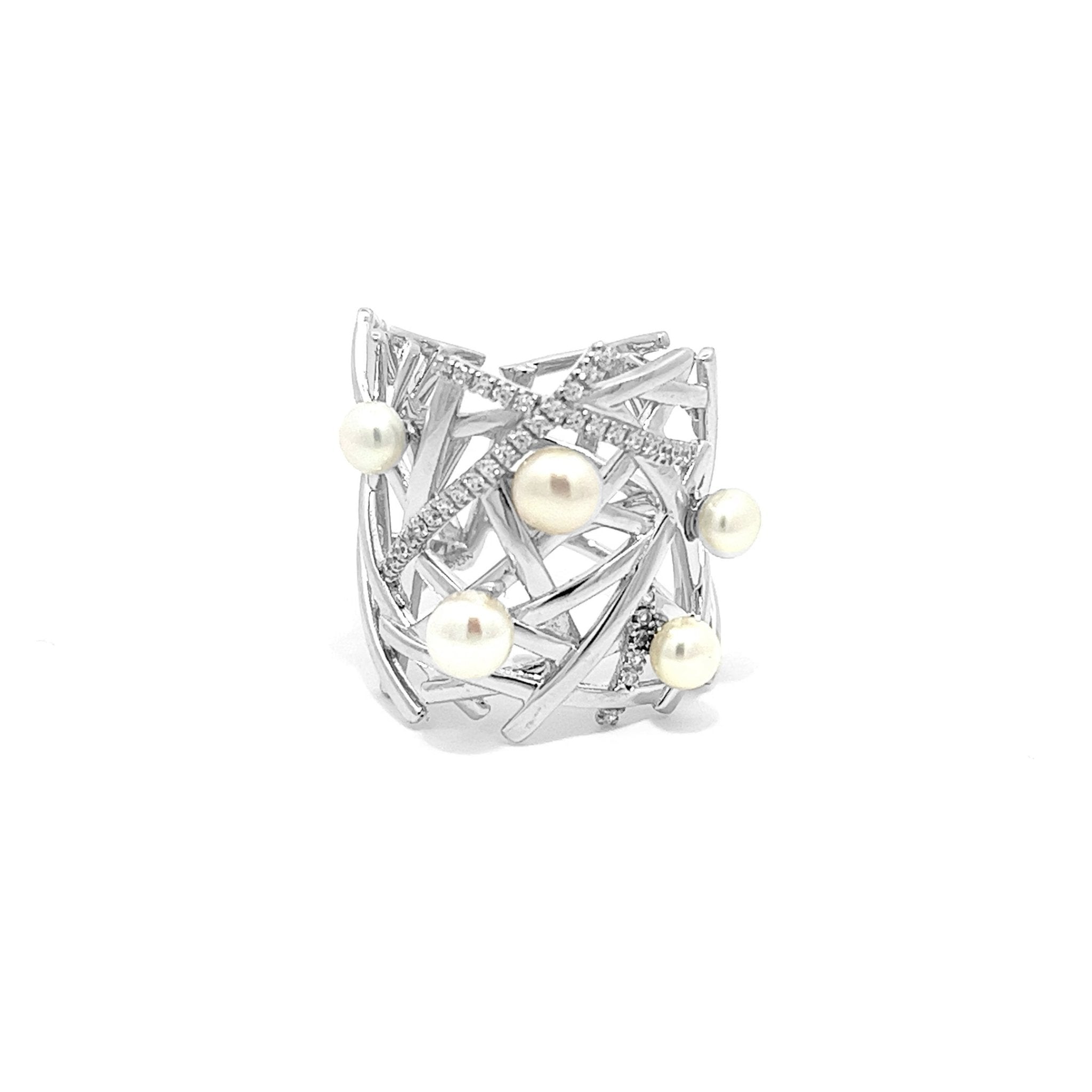 Geometry Baby Pearl Wide Chaos Ring by Natkina