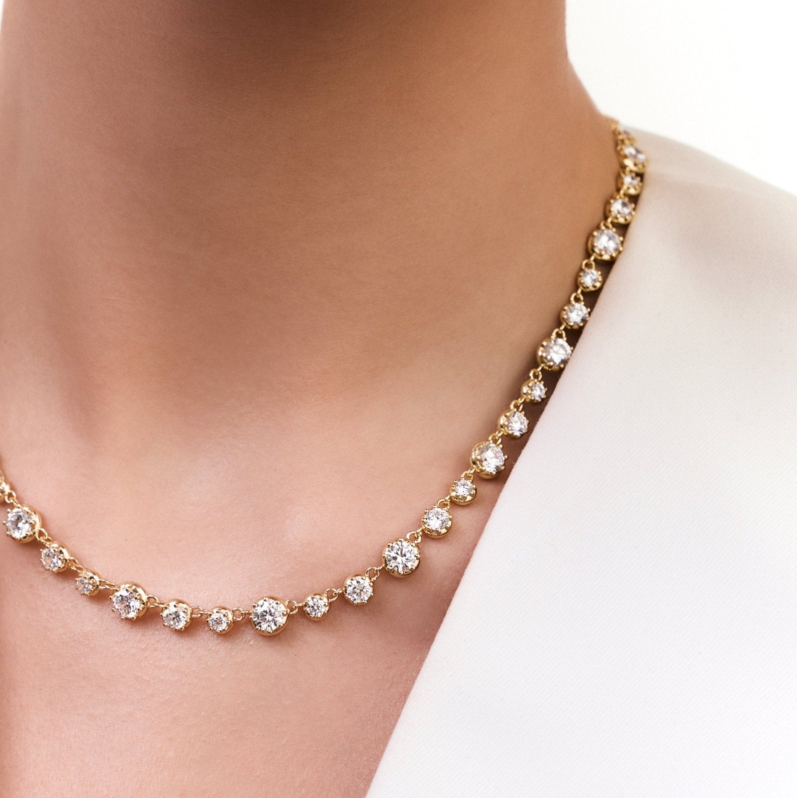 Graduated Bezel-Set Necklace by Natkina