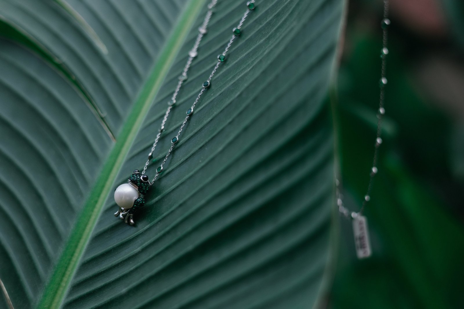 Green & Pearl Silver Frog Pendant by Natkina