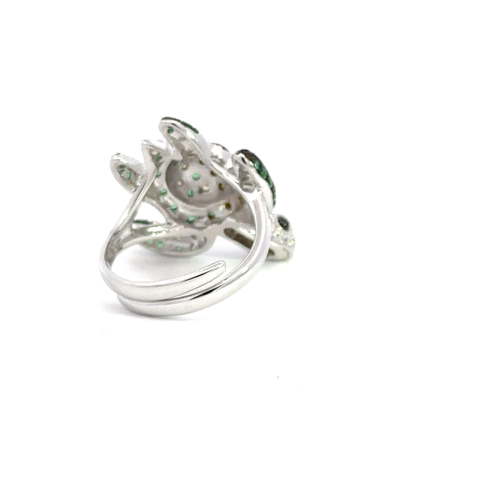 Green Turtle SIlver Ring by Natkina