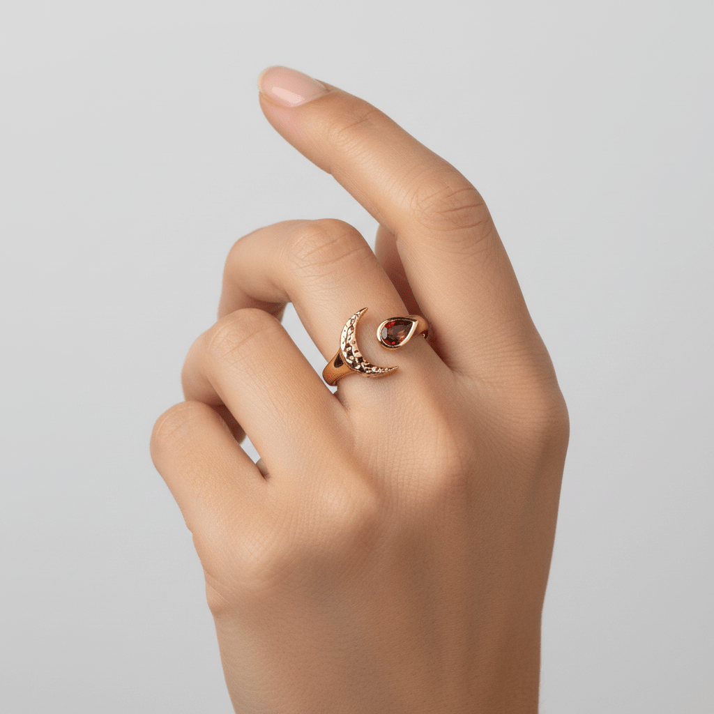 "I Create Miracles" Red Alamandine Garnet Ring by Kristina Bazan by Natkina