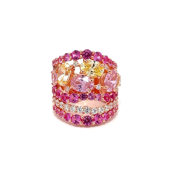 Stunning Multicolored CZ Silver Ring
