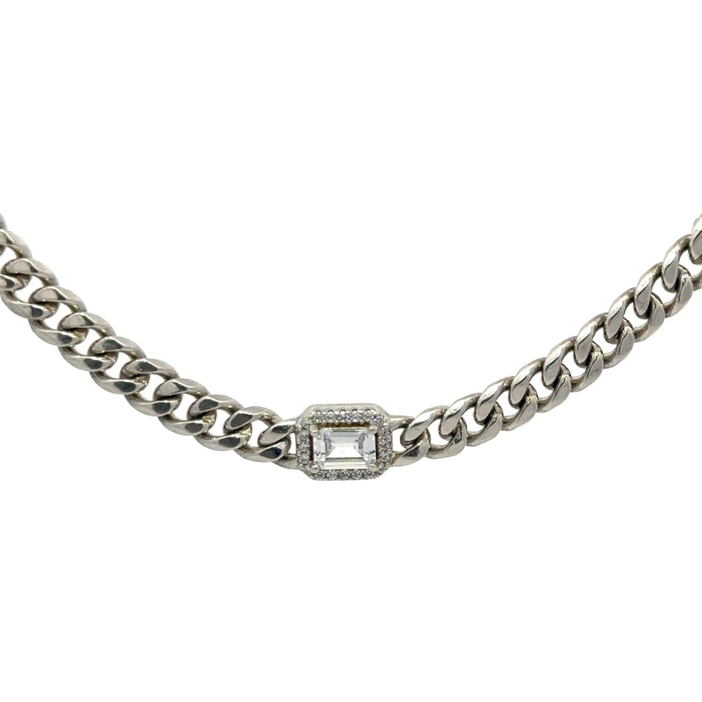 Sophisticated Silver Necklace with Zirconia Solitaire