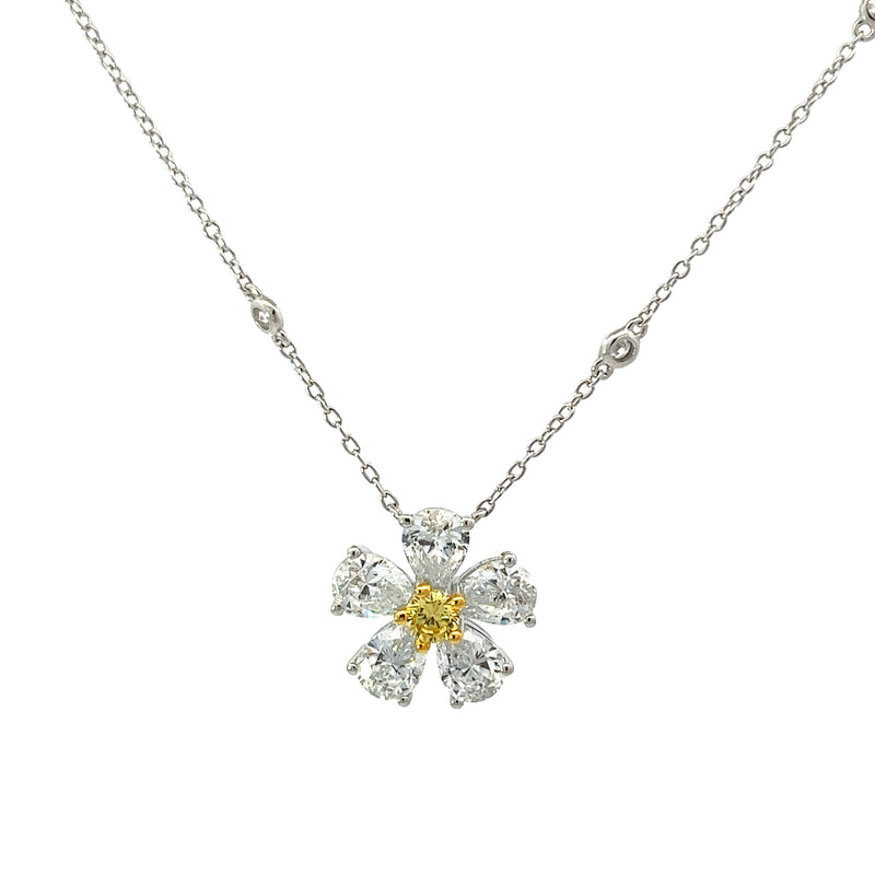 Flower Silver Necklace with colorful center