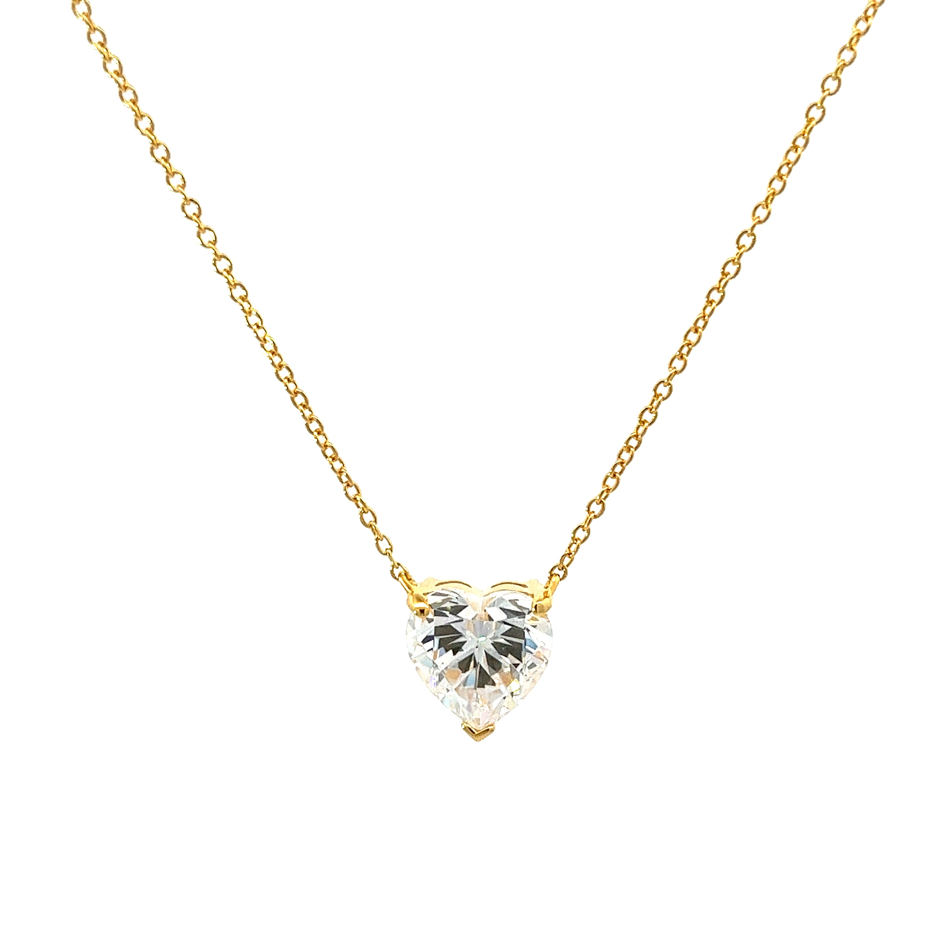 Imitation Diamond Heart Silver Necklace