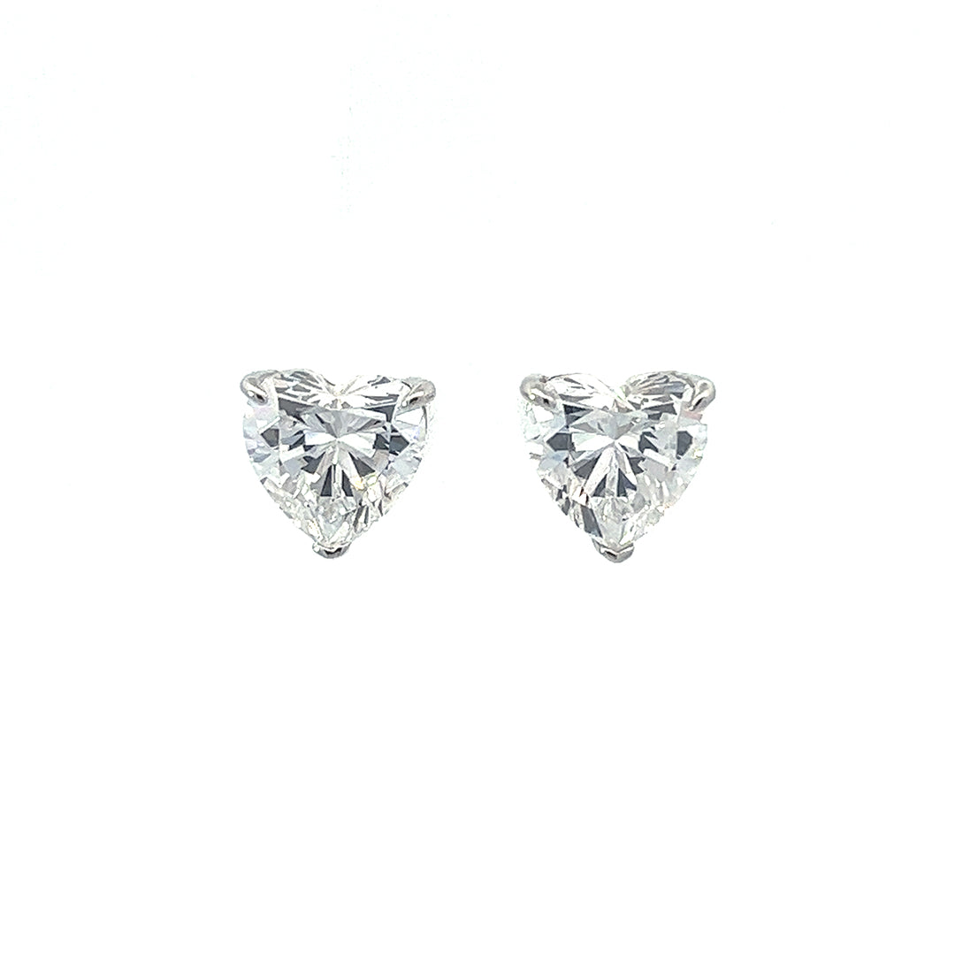 Heart Cut Stud Silver Earrings