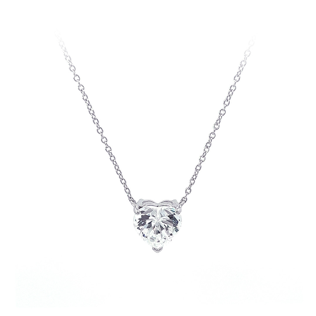 Diamond Alternative Heart Silver Necklace