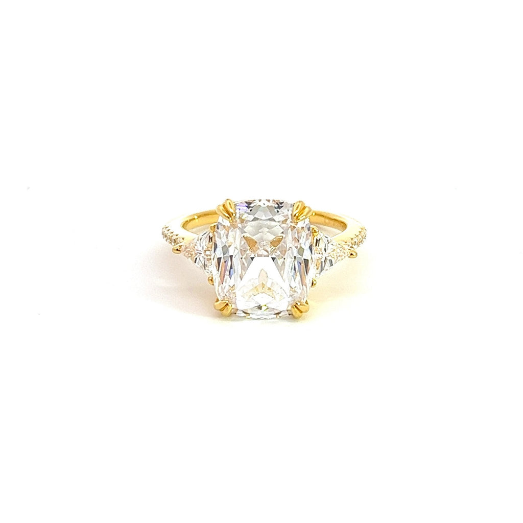 Elongated Cushion Cut Karolina Yellow Gold Silver Ring