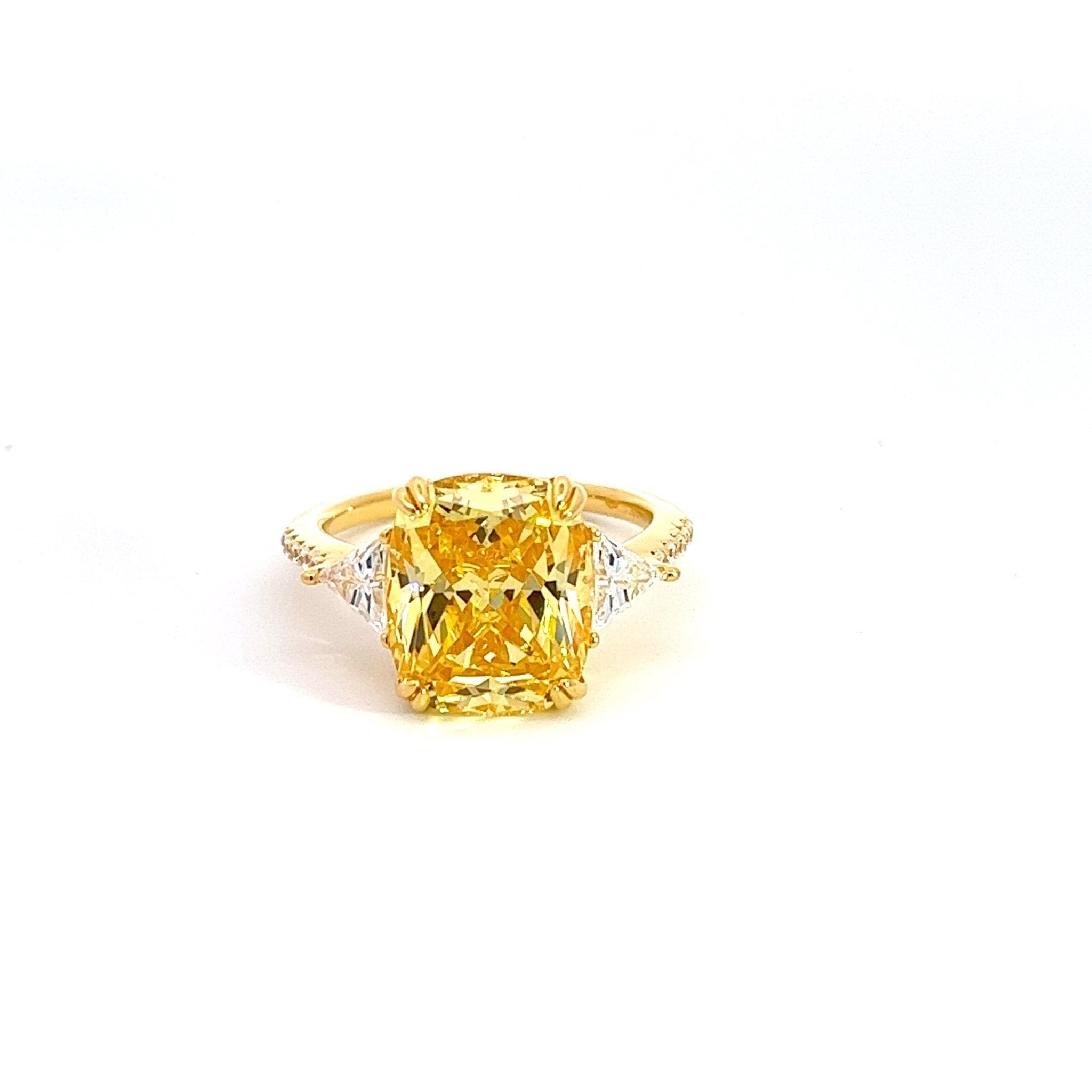 Long Cushion Cut Diamond Imitation Yellow Ring Karolina by Natkina