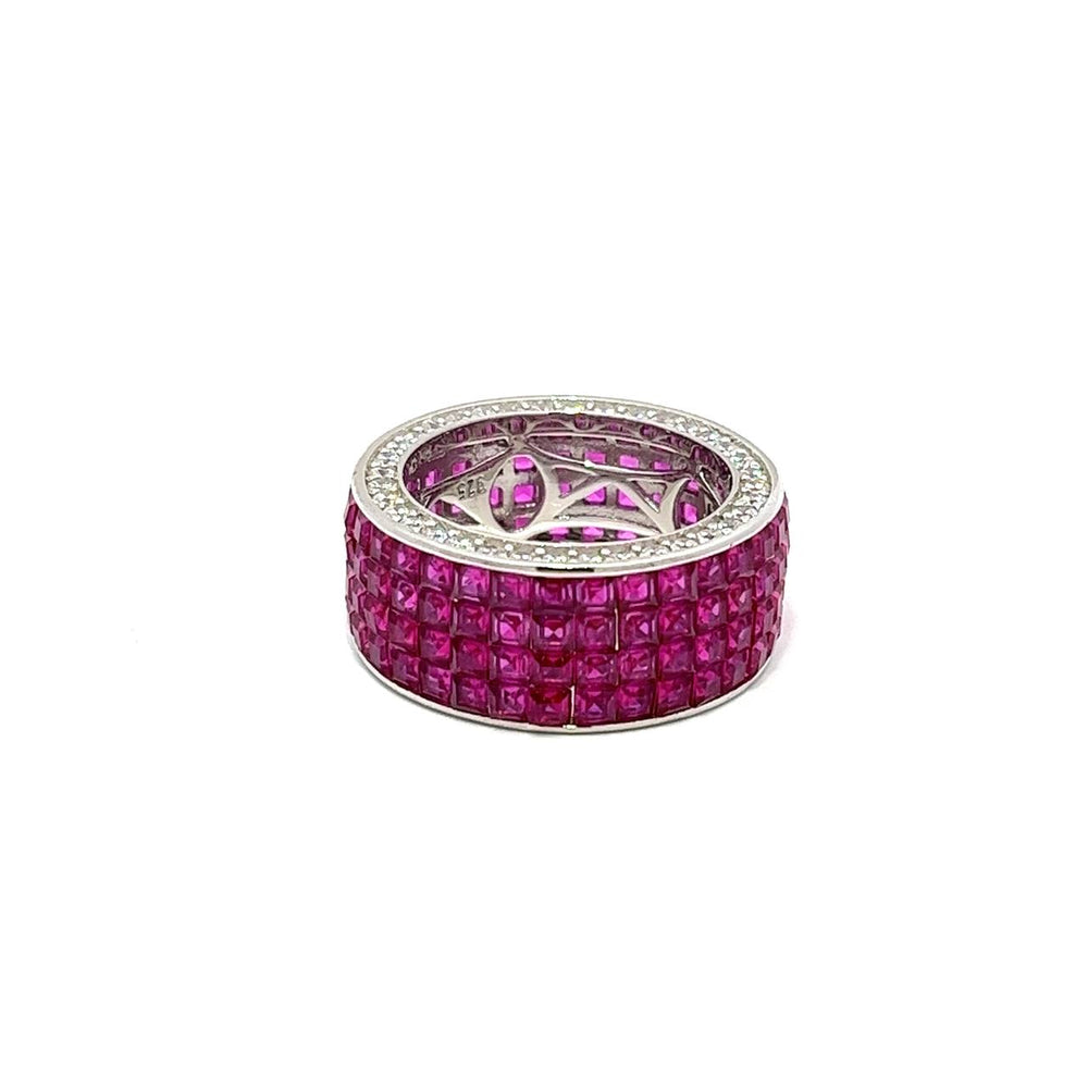 An image depicting Love You by Fall In Love Ring - White Silver / Red / 58