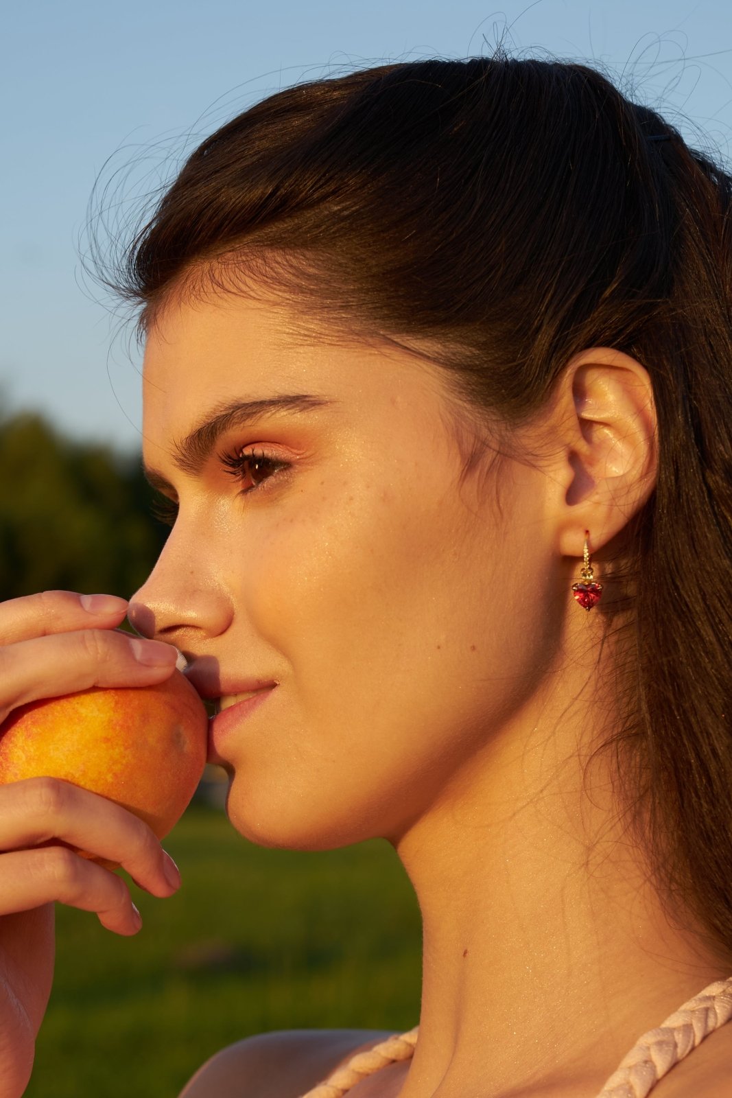 Lover Back Heart Cut Silver Earrings Peach Fuzz SS24 by Natkina