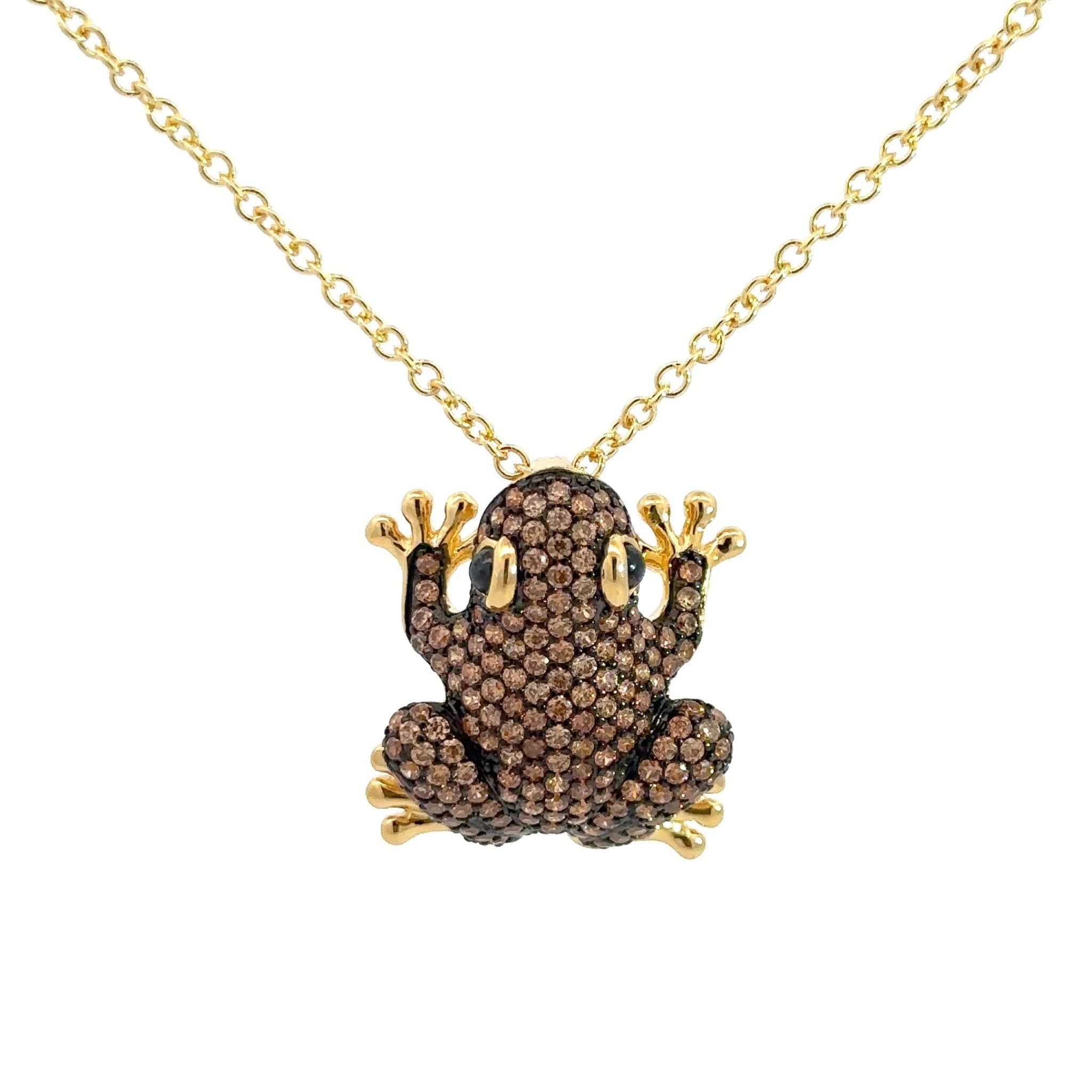 Lucky Brown Frog Silver Pendant by Natkina