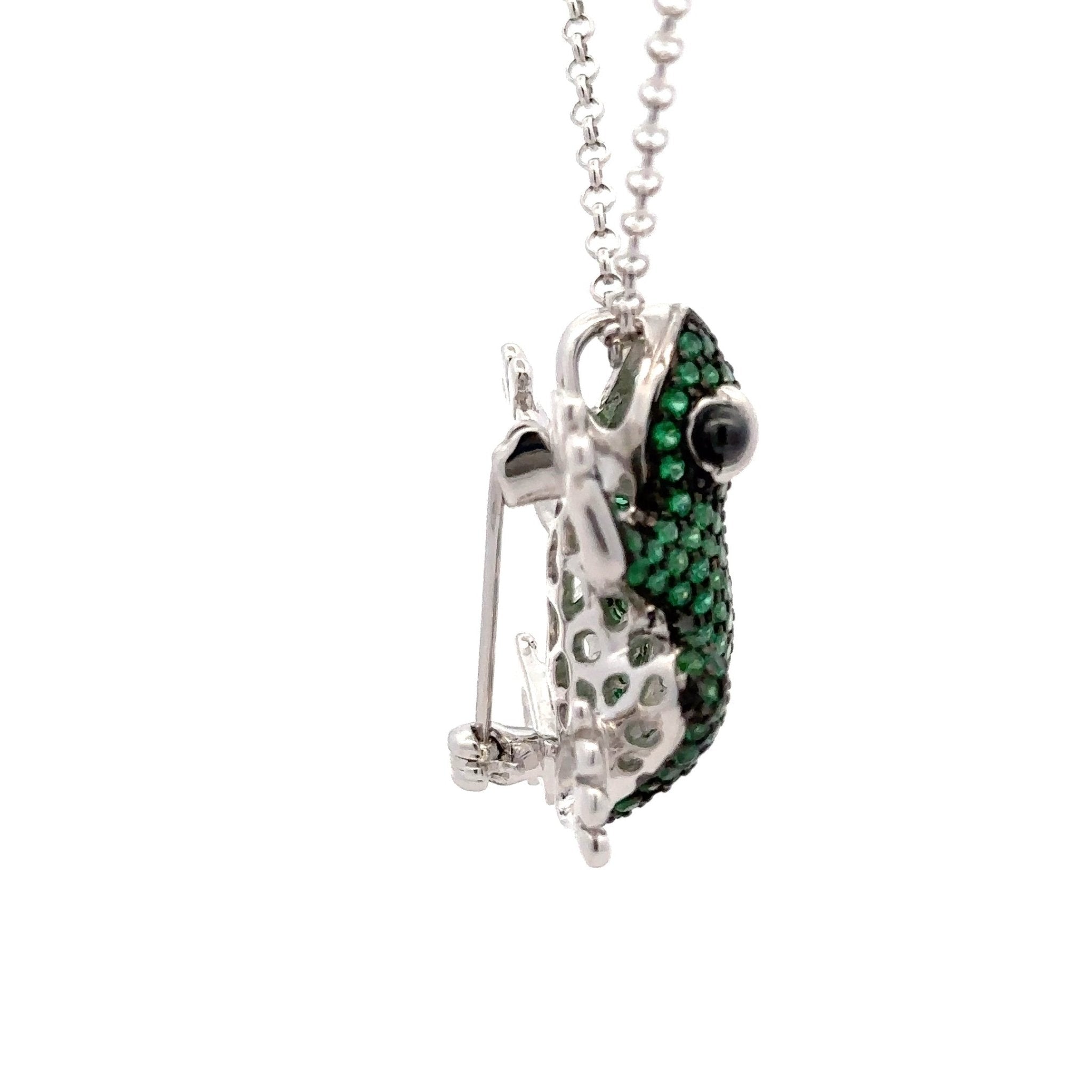 Lucky Green Frog Silver Pendant by Natkina