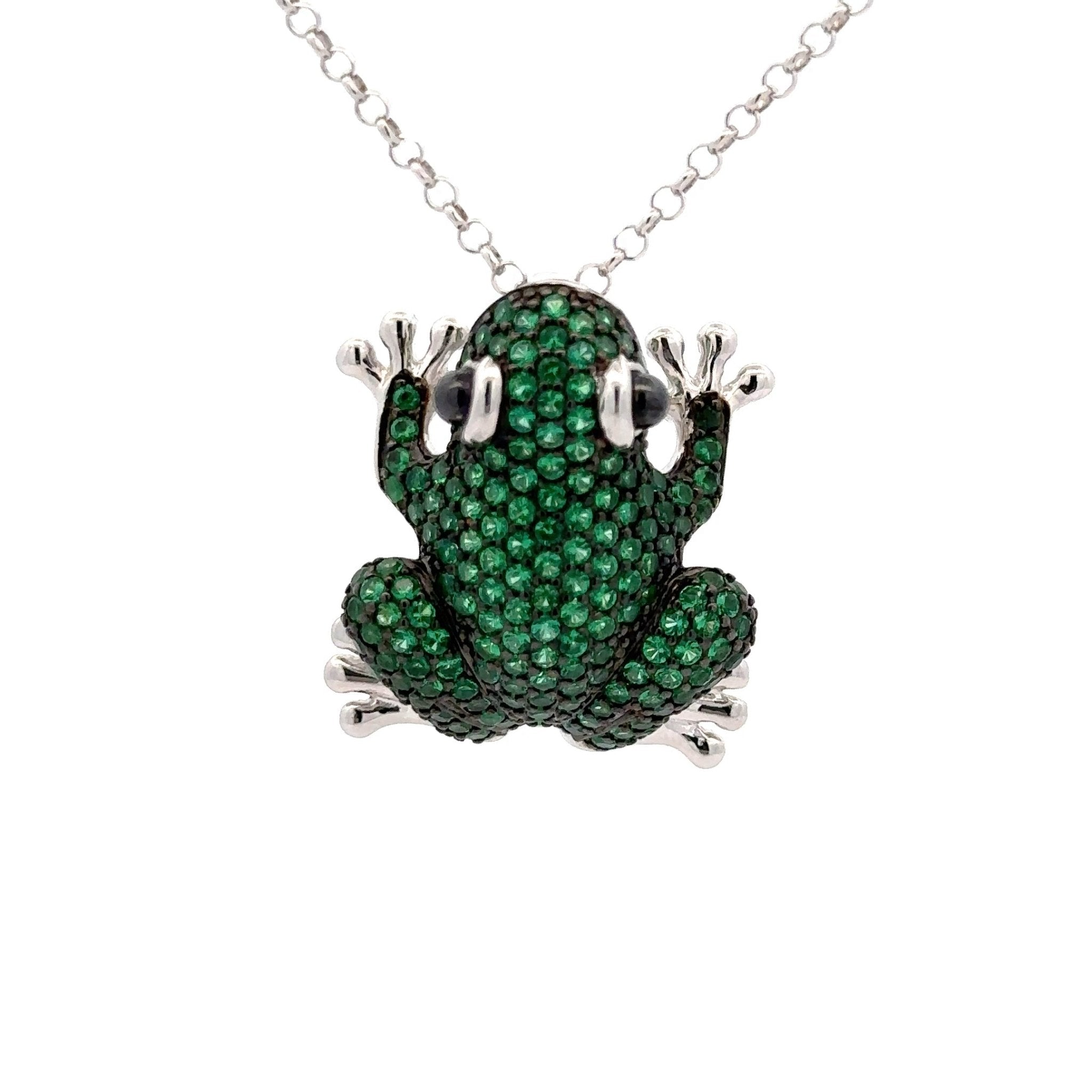 Lucky Green Frog Silver Pendant by Natkina
