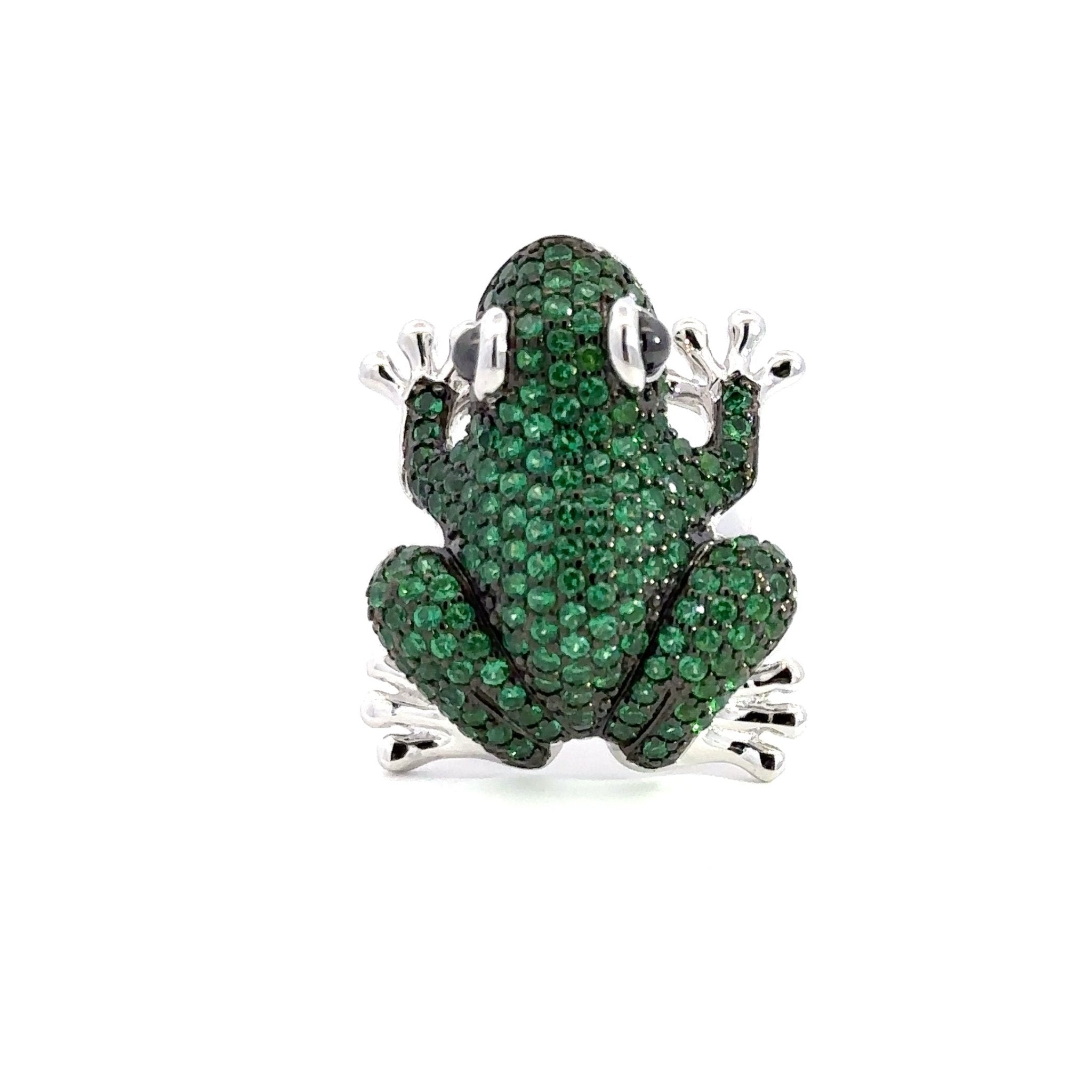 Lucky Green Frog Silver Ring by Natkina